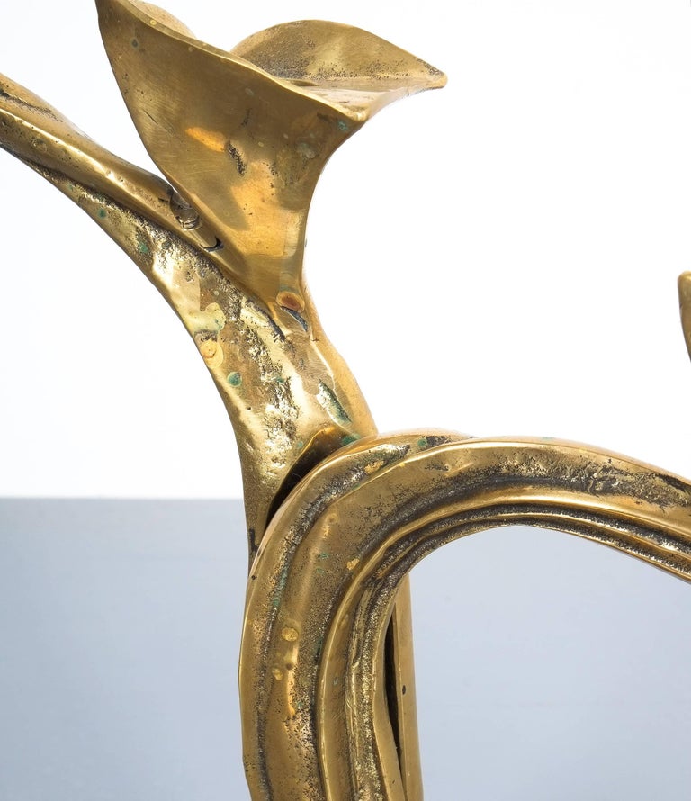 Art Nouveau Brass Candlestick Holder Candelabra, Austria, circa 1910 at