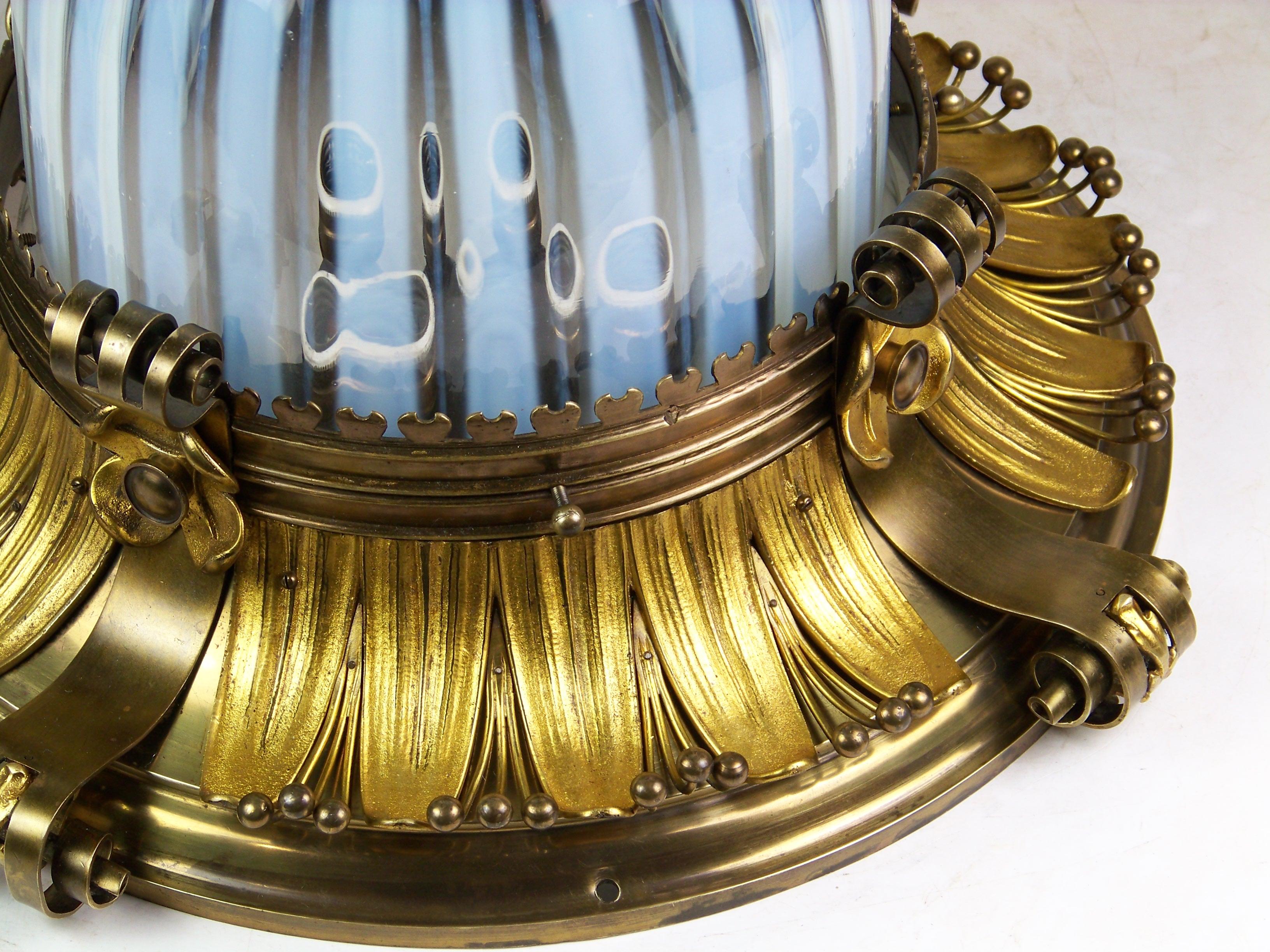 Lampada da soffitto in ottone Art Nouveau, lampadario In condizioni buone in vendita a Praha, CZ