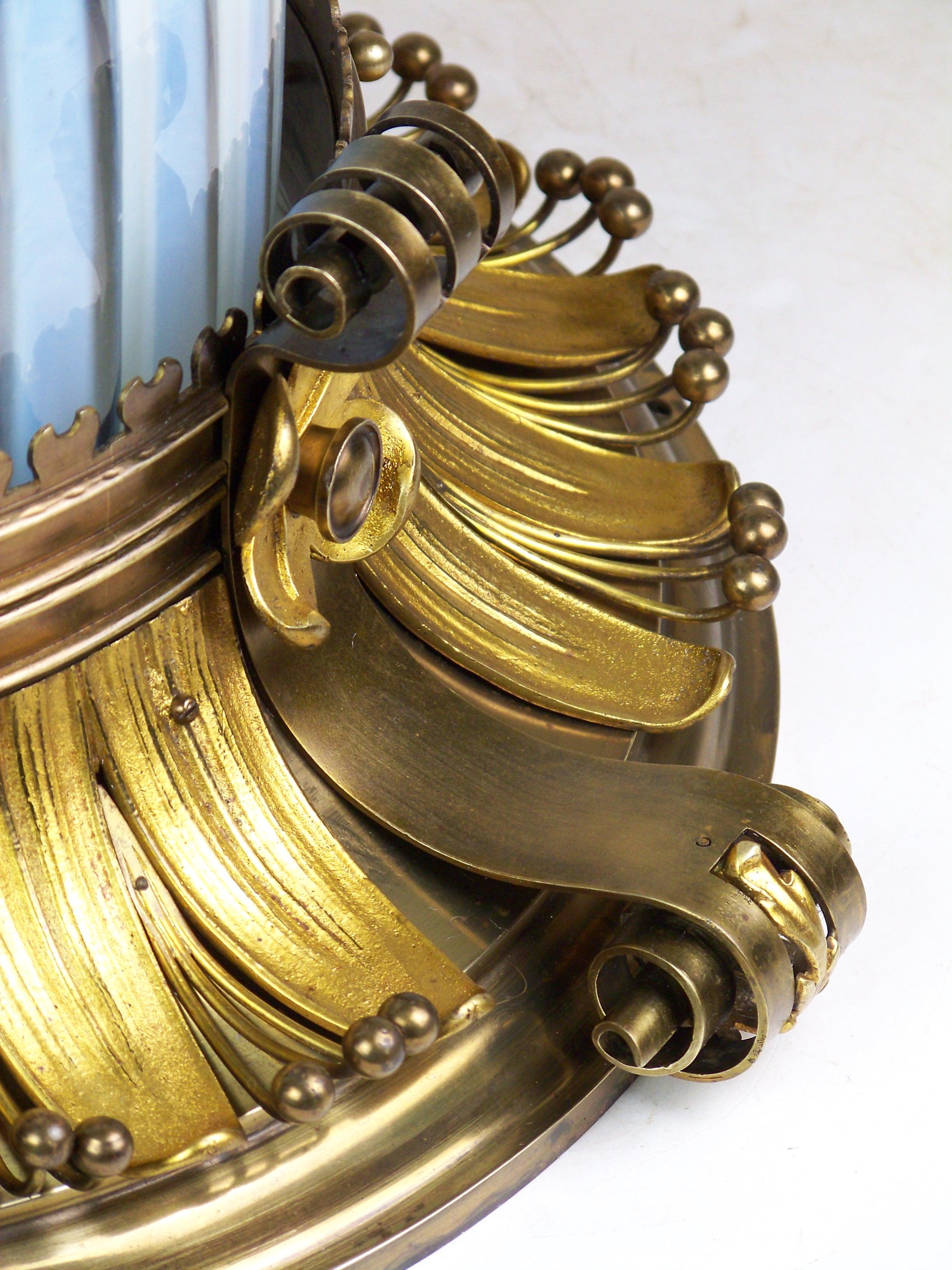 Ottone Lampada da soffitto in ottone Art Nouveau, lampadario in vendita