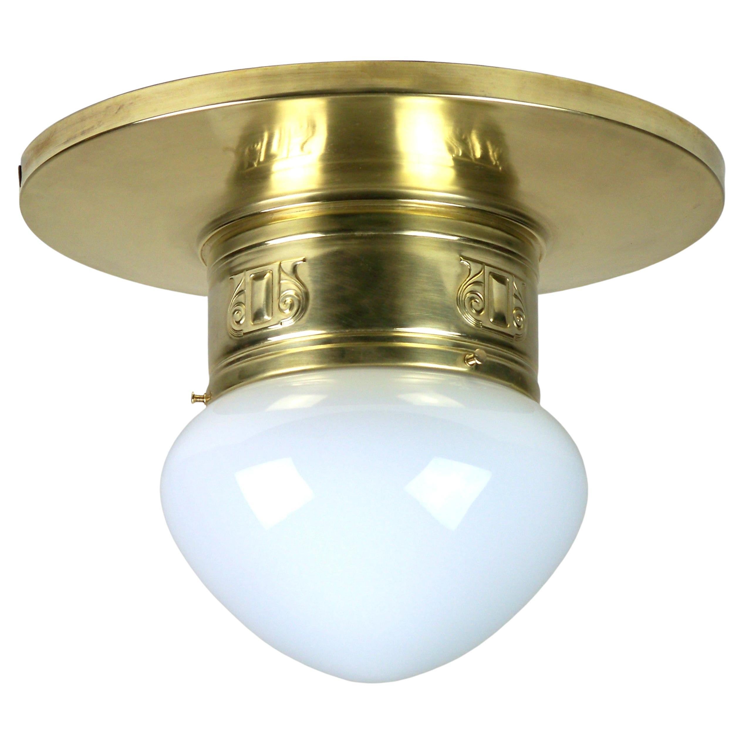 Art Nouveau Brass Ceiling Lamp, Chandelier