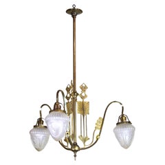 Antique Art Nouveau brass chandelier