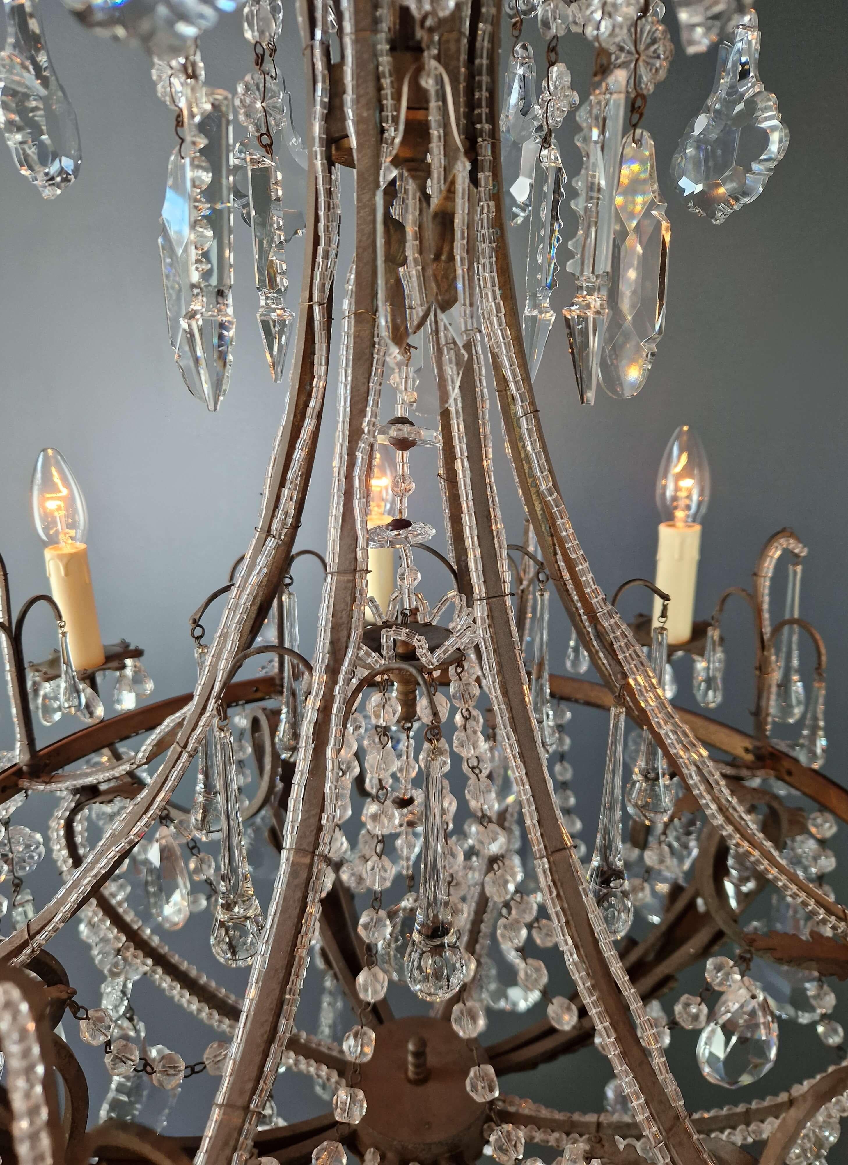 Art Nouveau Brass Chandelier Lustre Ceiling Lamp Rarity Antique For Sale 5