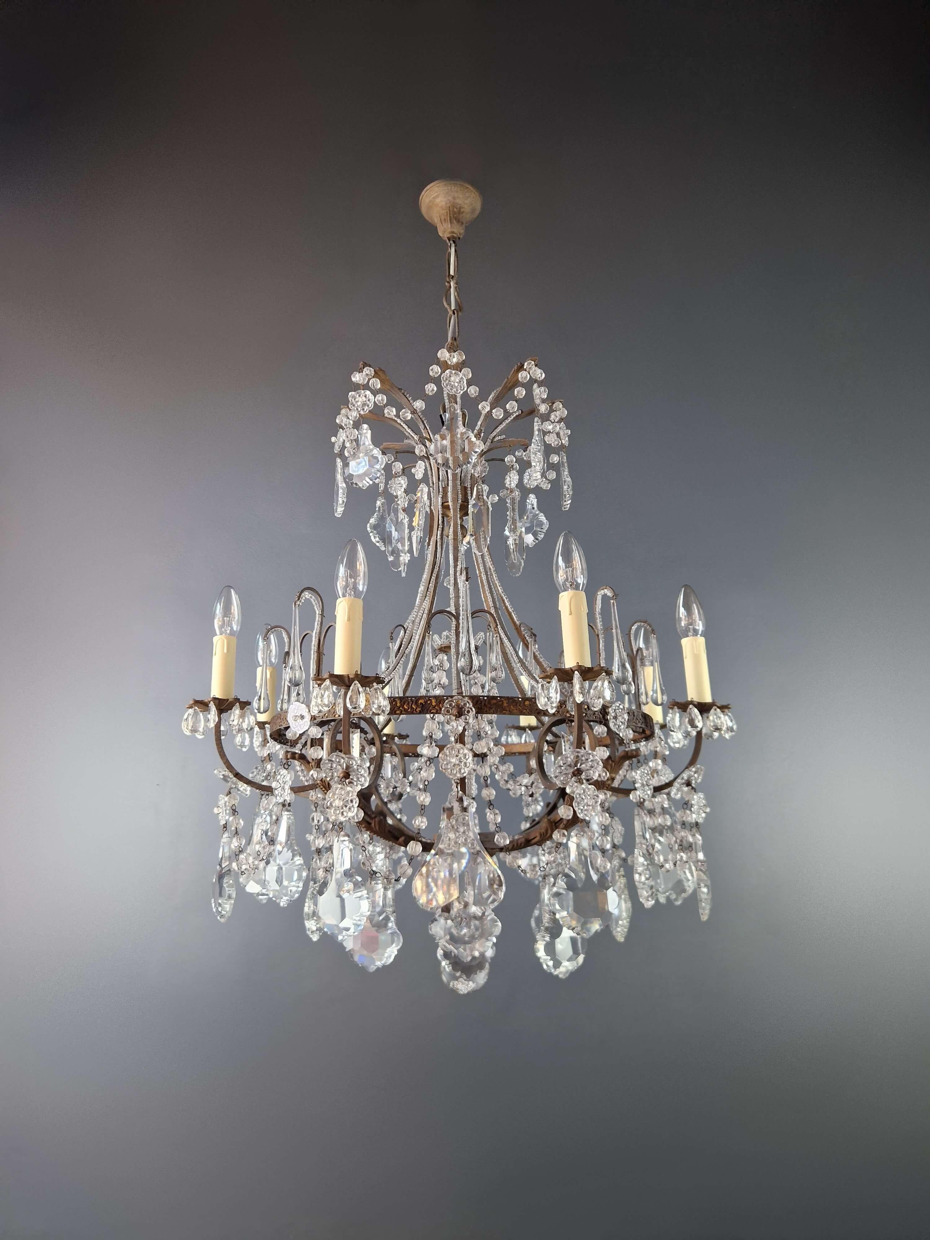 Italian Art Nouveau Brass Chandelier Lustre Ceiling Lamp Rarity Antique For Sale