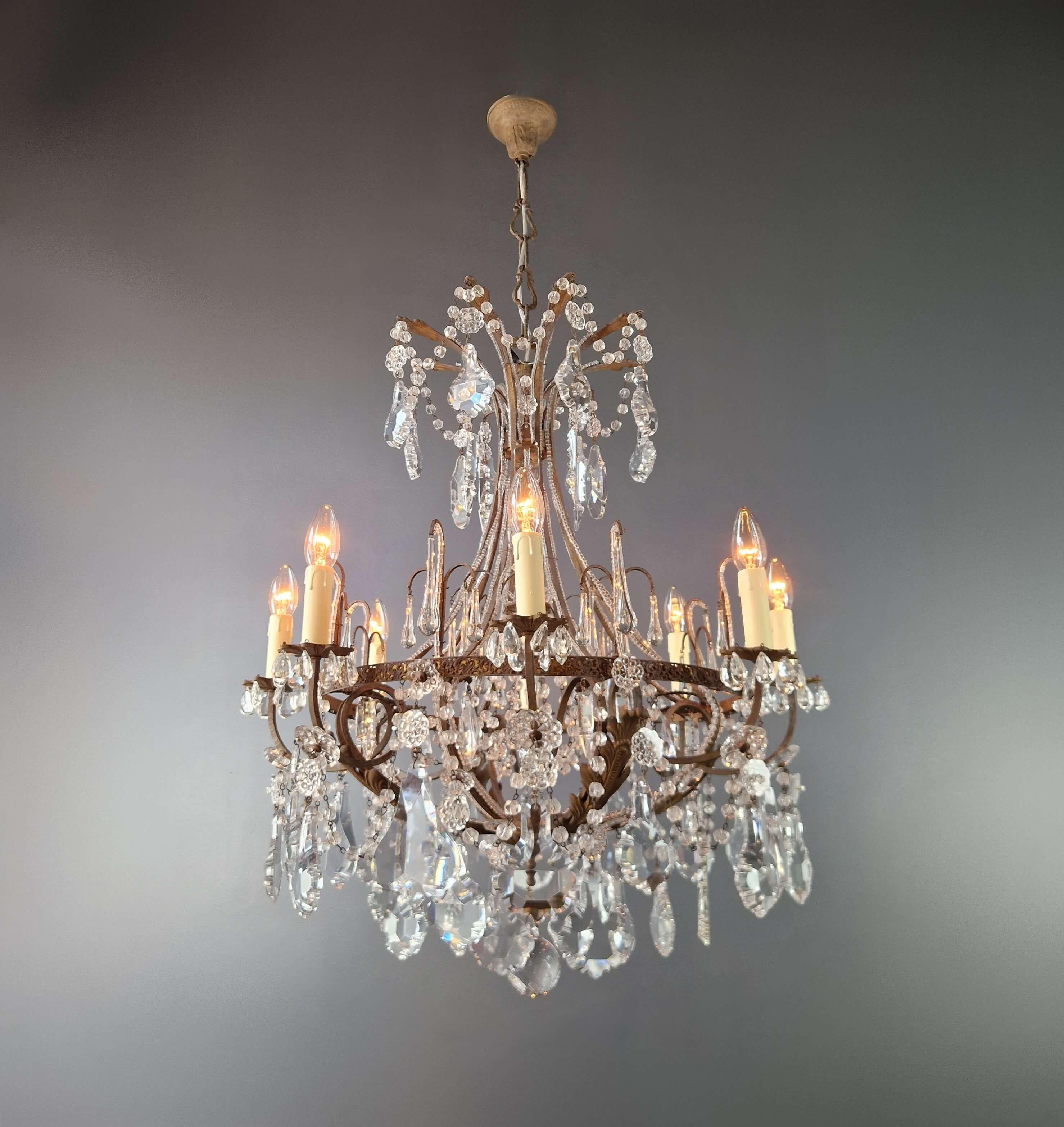 Annodato a mano Lampadario in ottone Art Nouveau Lustre Lampada da soffitto Rarità Antica in vendita