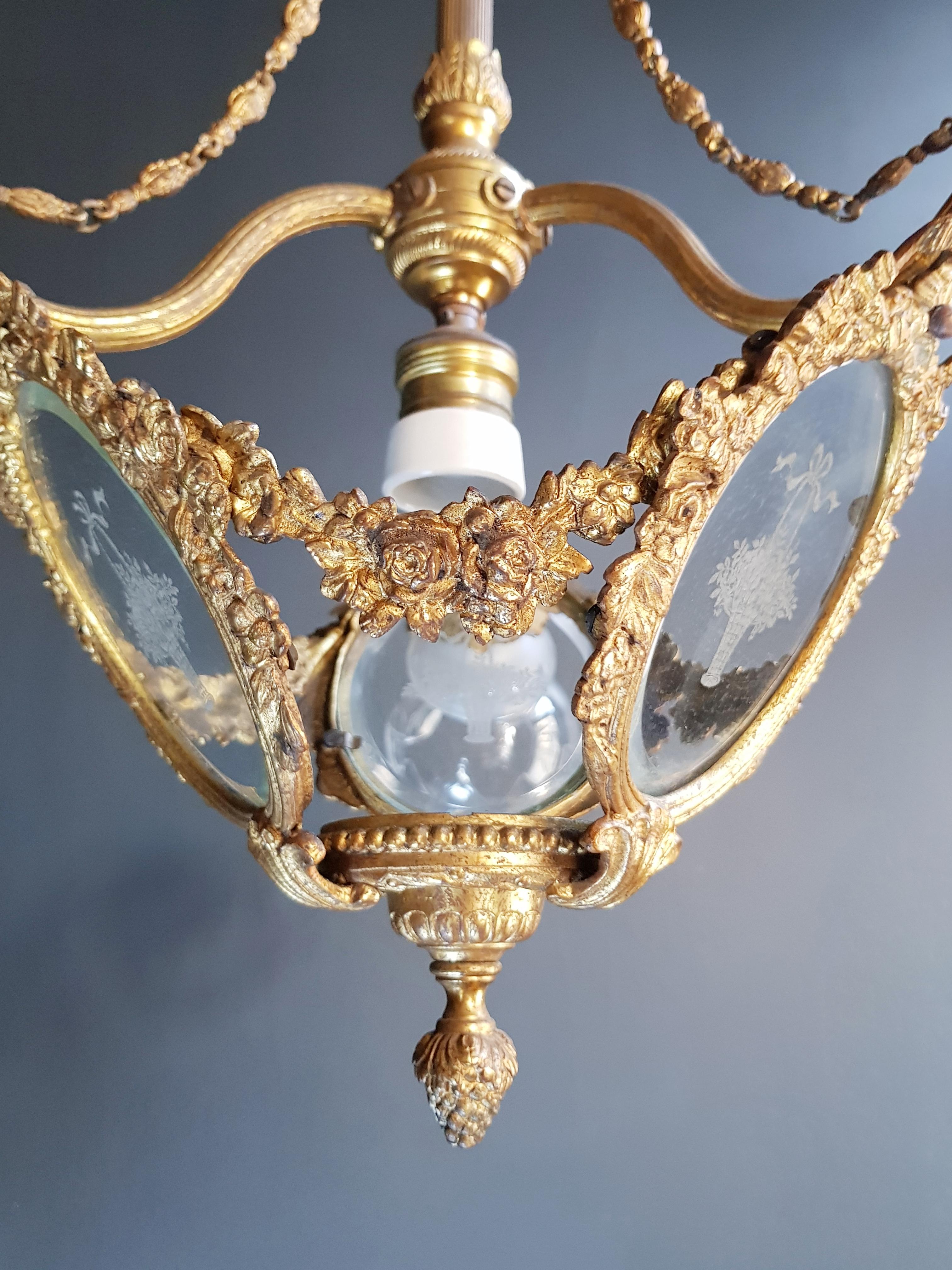 XIXe siècle Plafonnier Art Nouveau en laiton lustre lustré rare et ancien en vente