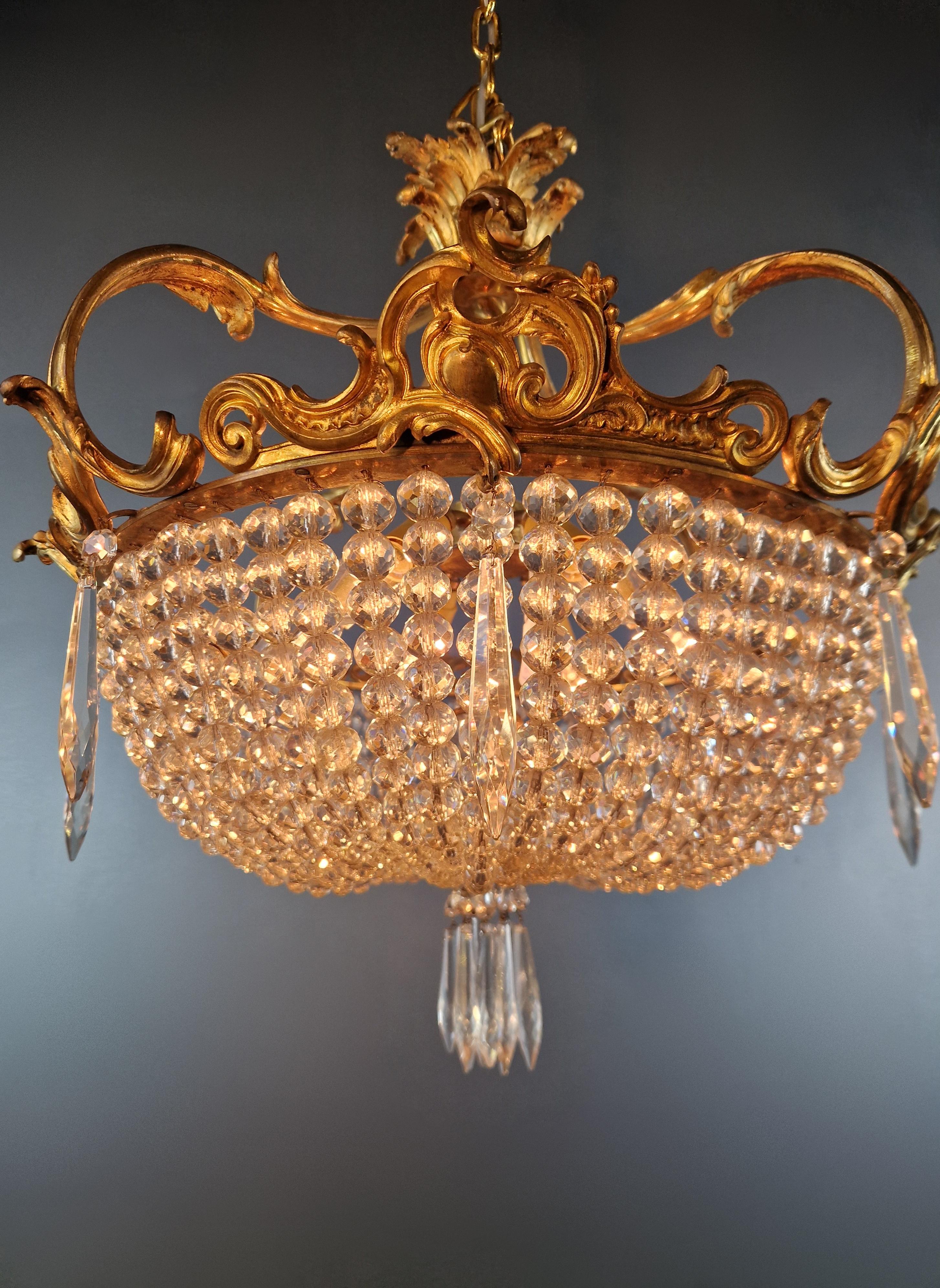 Art Nouveau Brass Chandelier Lustre Ceiling Lamp Rarity Antique In Good Condition In Berlin, DE