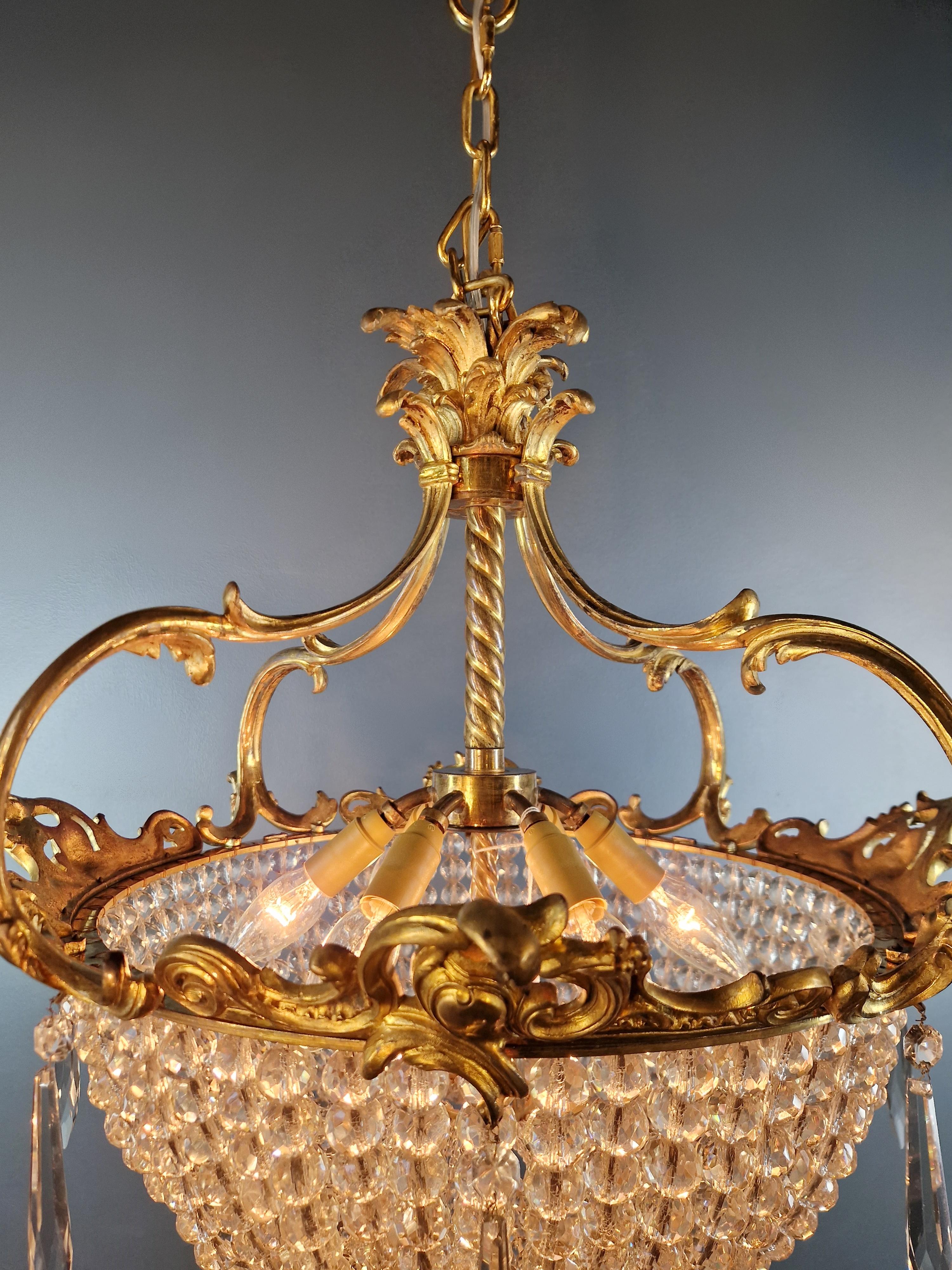Art Nouveau Brass Chandelier Lustre Ceiling Lamp Rarity Antique 1