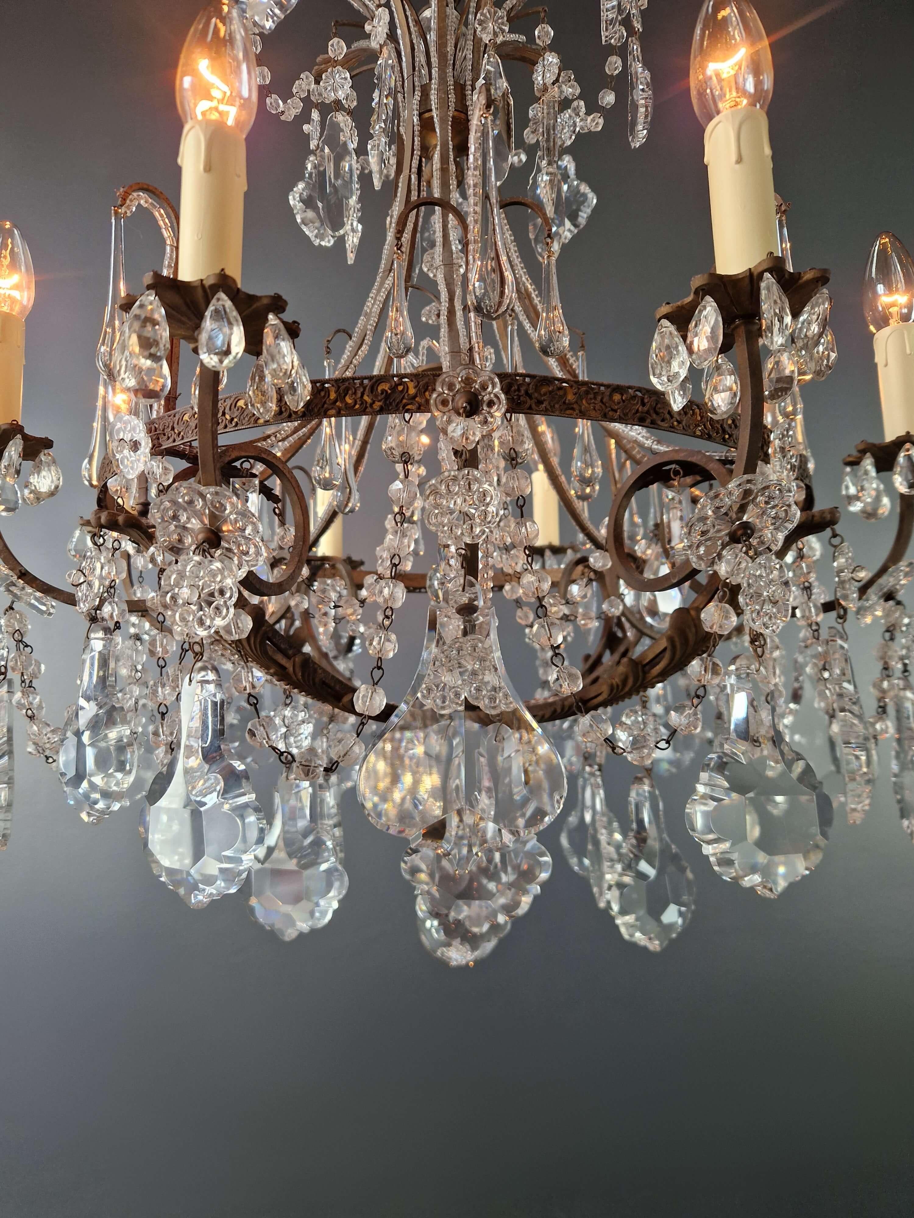 Art Nouveau Brass Chandelier Lustre Ceiling Lamp Rarity Antique For Sale 2