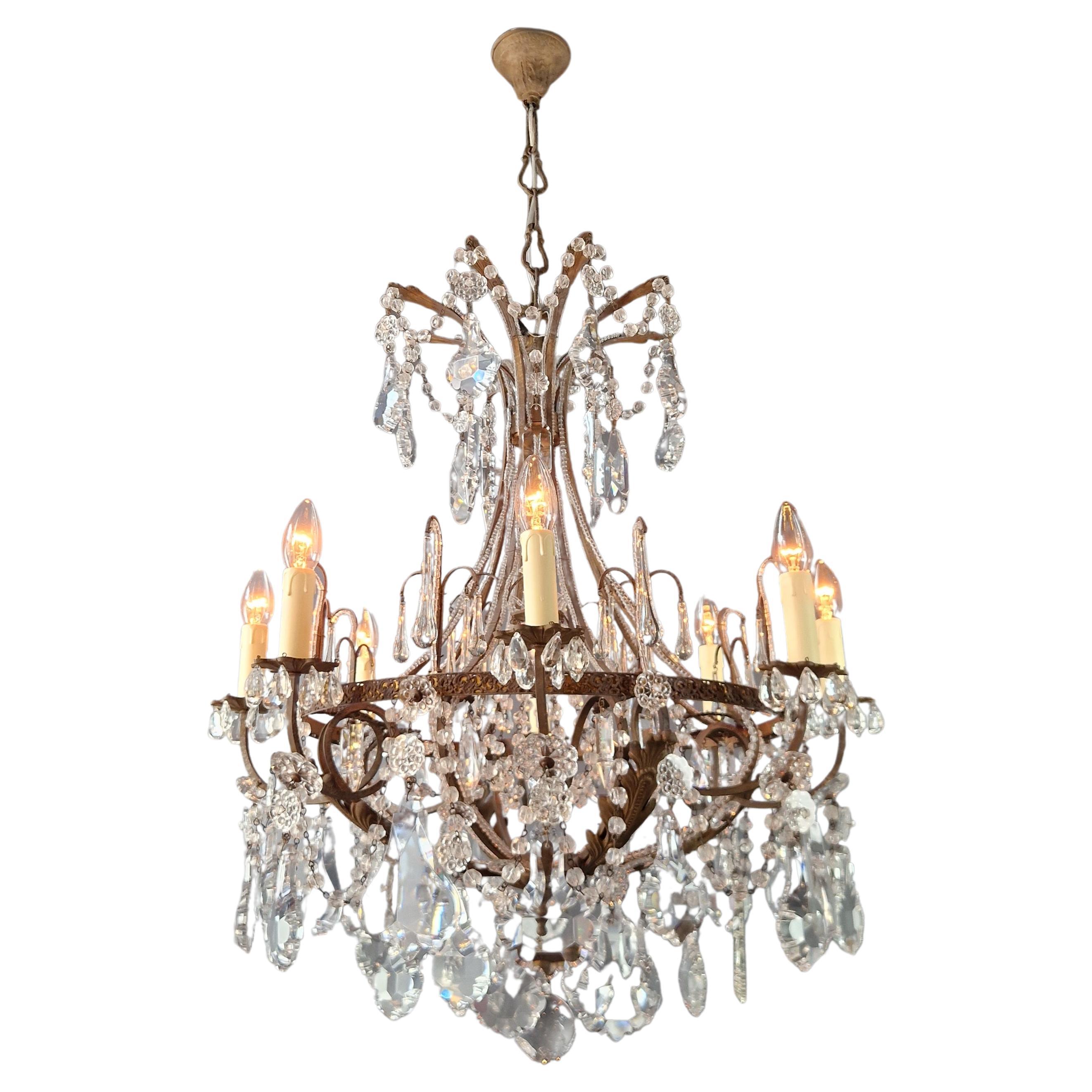 Art Nouveau Brass Chandelier Lustre Ceiling Lamp Rarity Antique For Sale