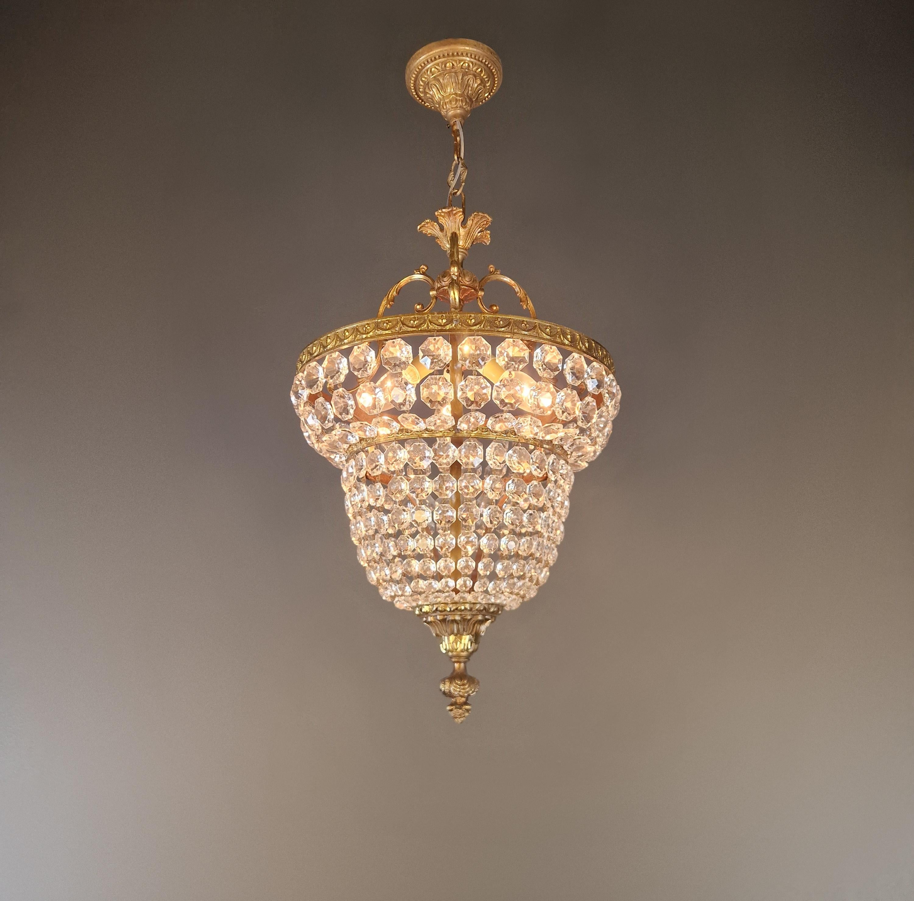 Art nouveau Art Nouveau Chandelier en laiton Lustre Plafonnier Rarity Antique Plafonnier en vente