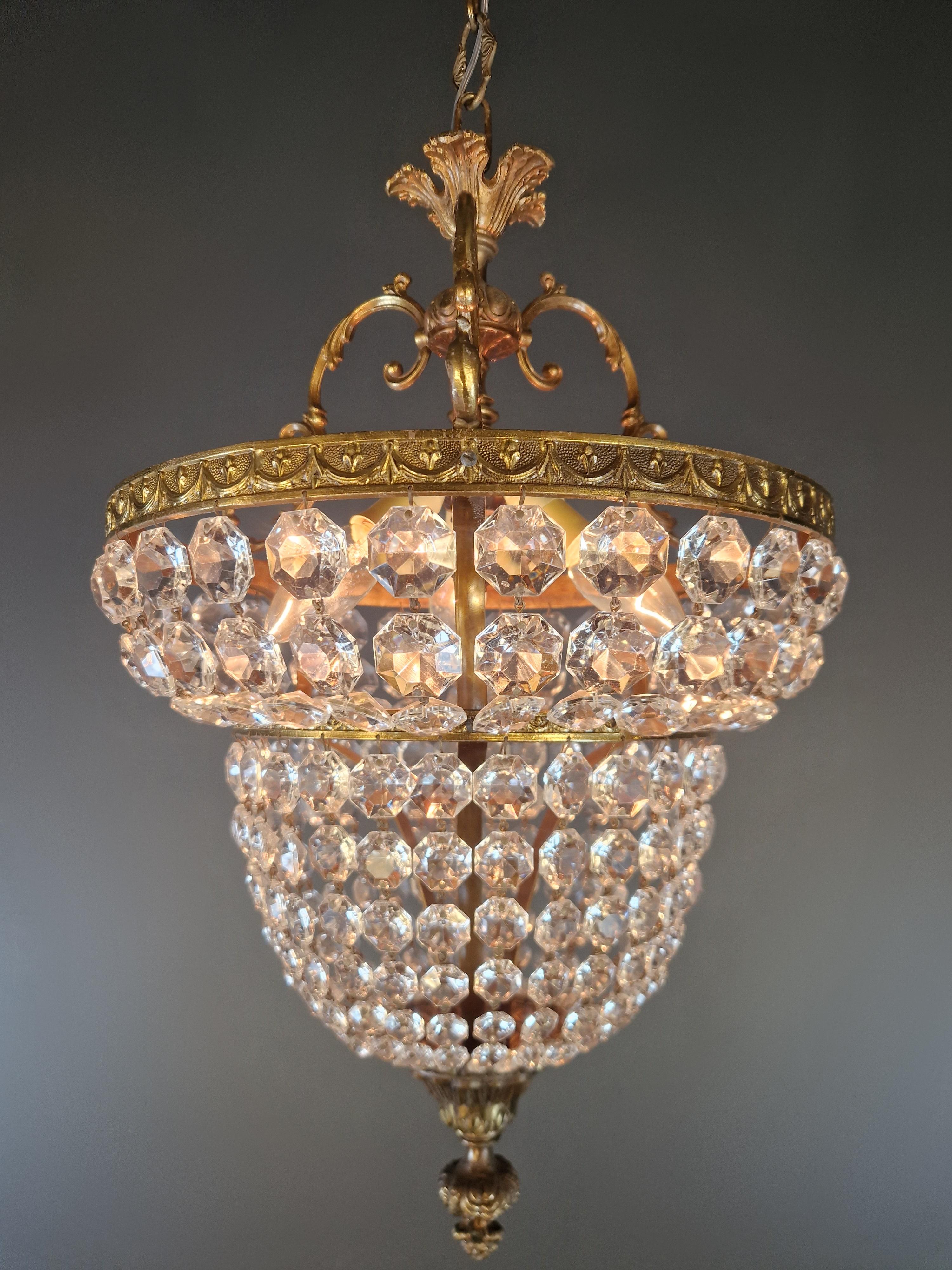 Européen Art Nouveau Chandelier en laiton Lustre Plafonnier Rarity Antique Plafonnier en vente