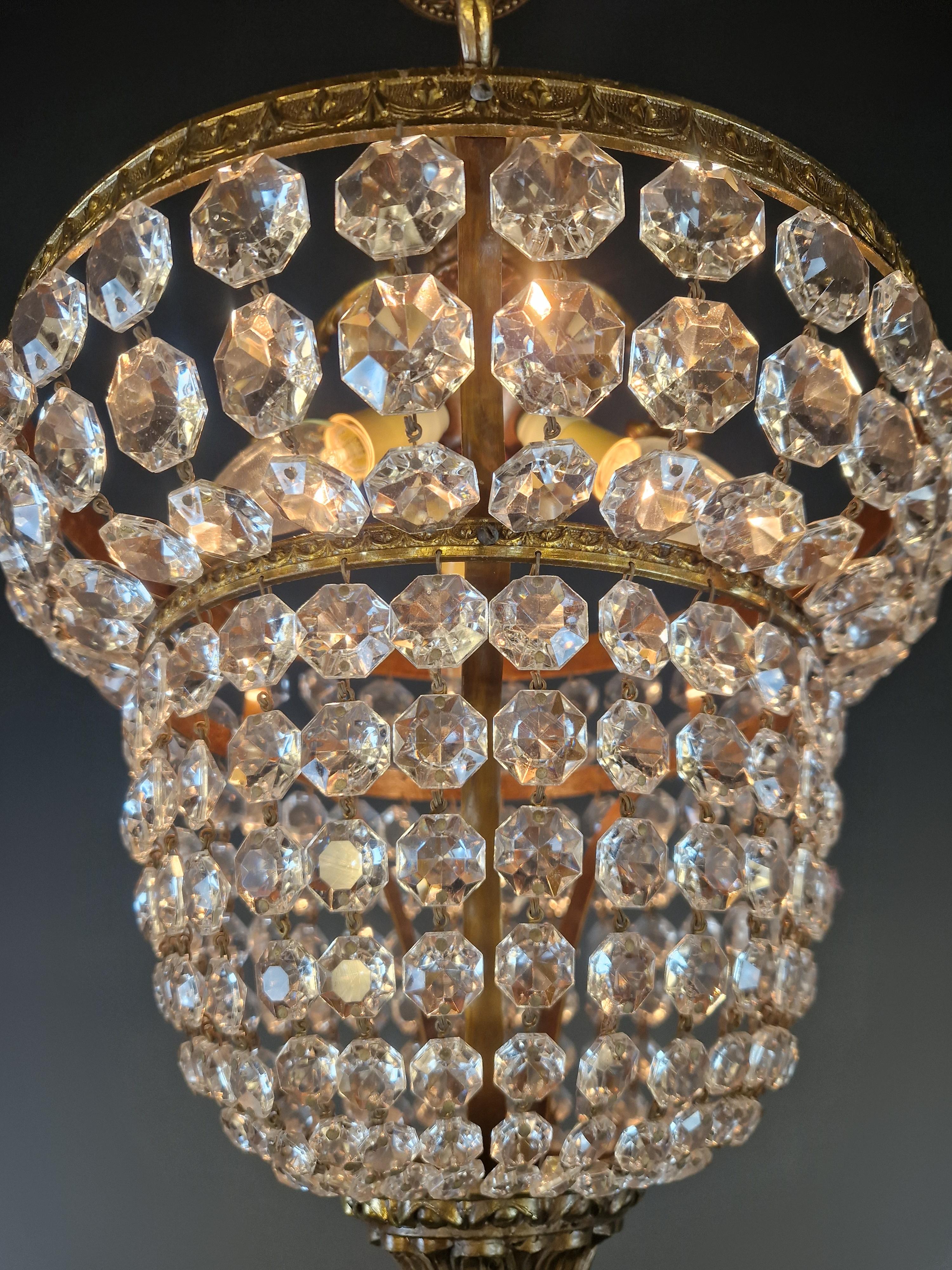 Art Nouveau Chandelier en laiton Lustre Plafonnier Rarity Antique Plafonnier Bon état - En vente à Berlin, DE