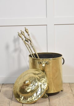 Art Nouveau brass coal bin