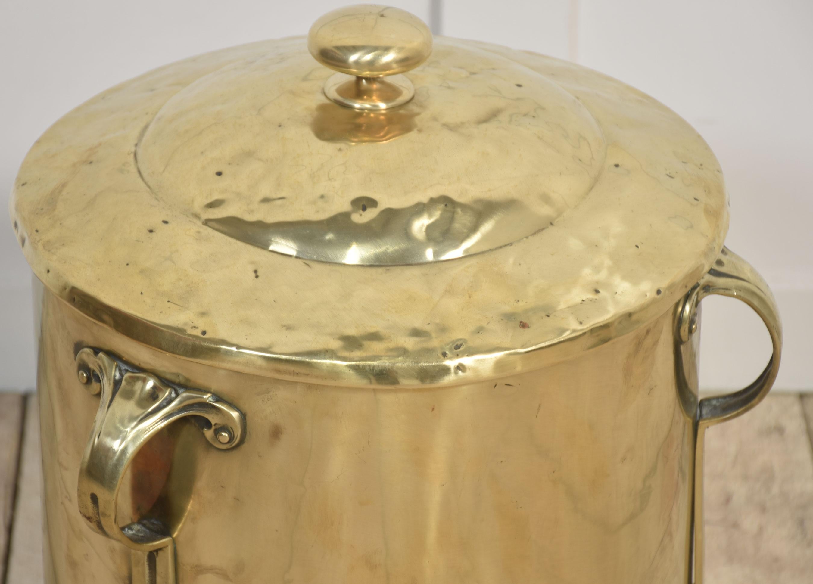 Brass Art Nouveau brass coal bin For Sale