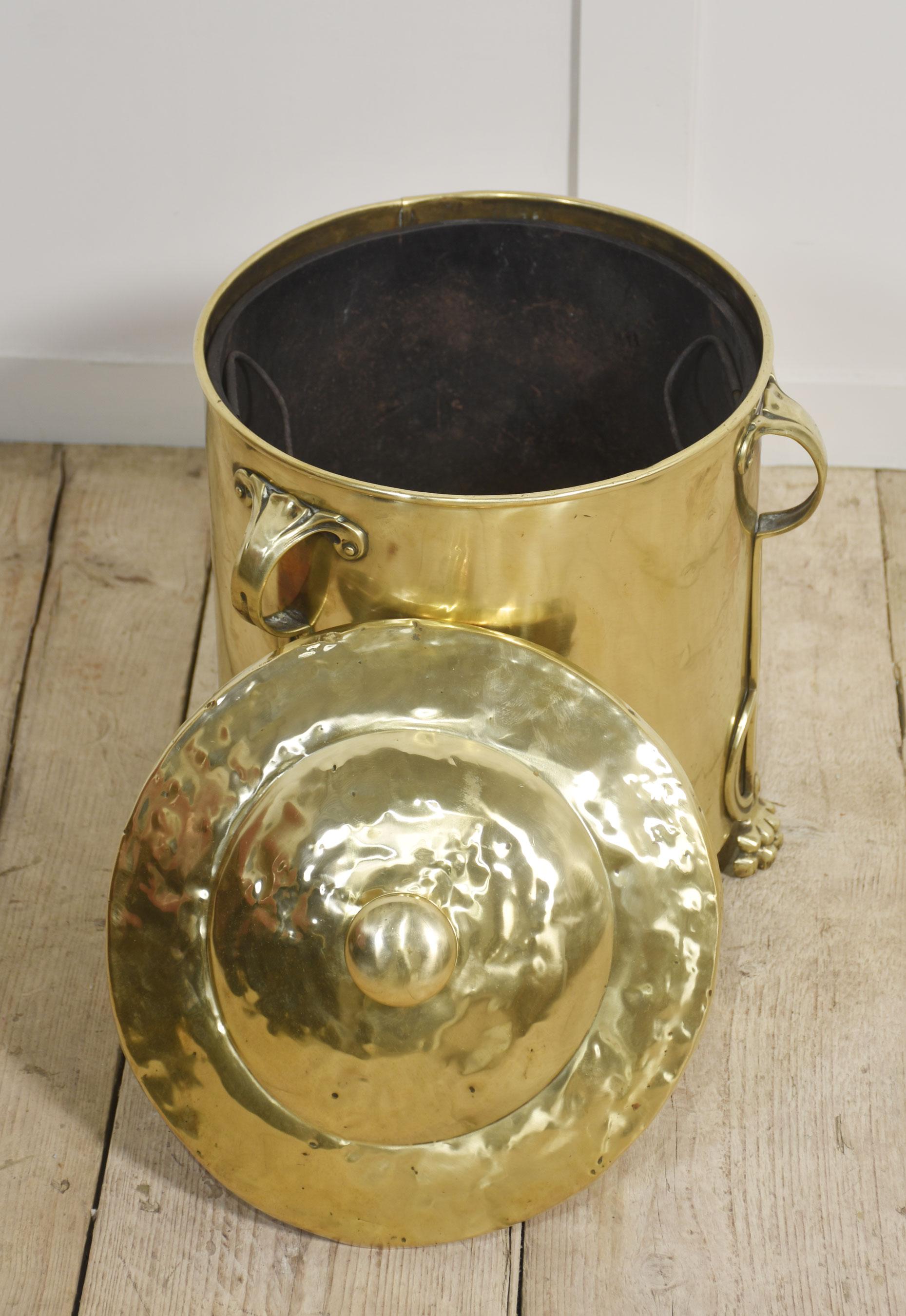 Art Nouveau brass coal bin For Sale 1
