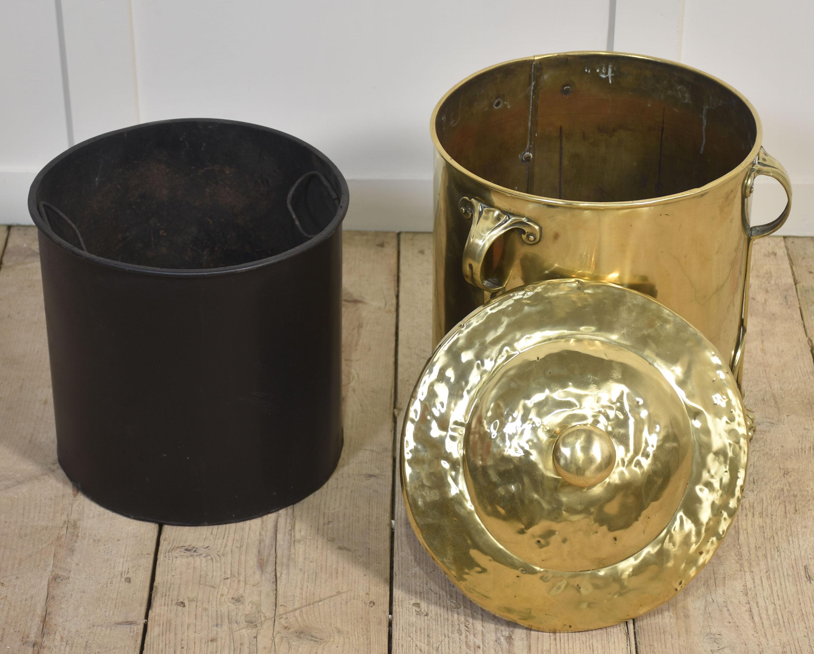 Art Nouveau brass coal bin For Sale 2