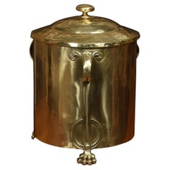 Antique Art Nouveau Brass Coal Bin
