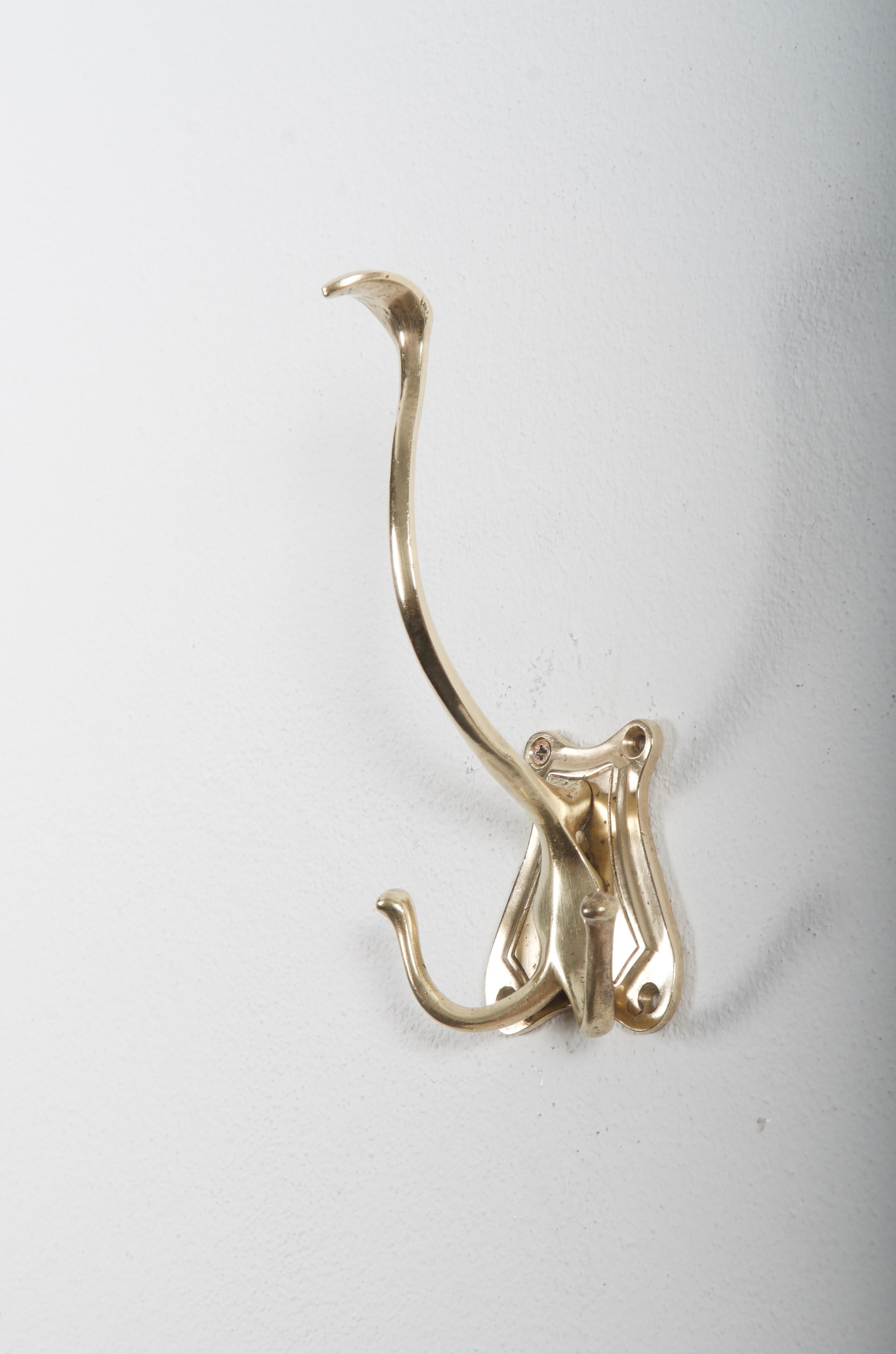 Art Nouveau Brass Coat Hook For Sale 4