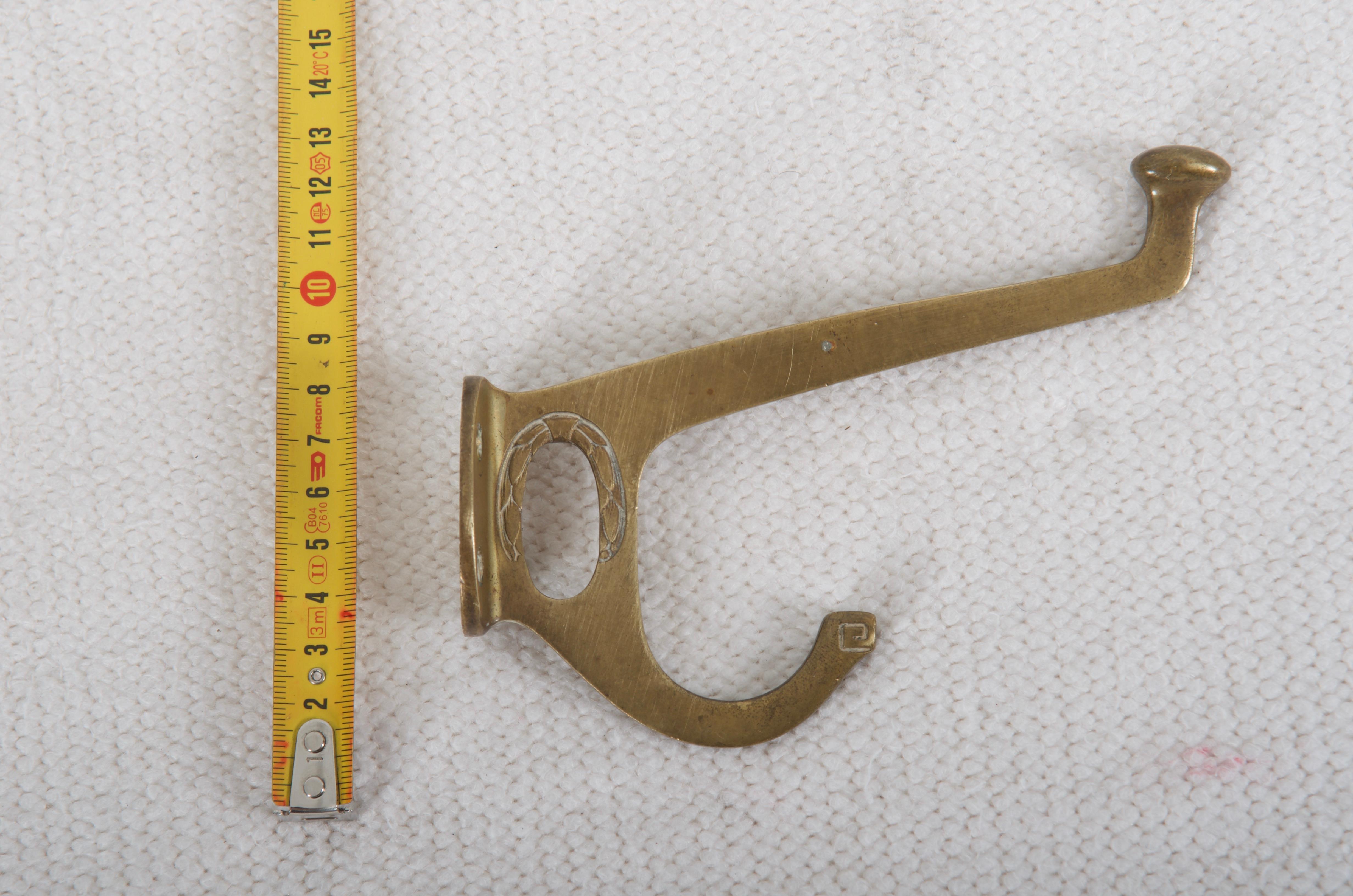 Early 20th Century Art Nouveau Brass Coat Hook For Sale