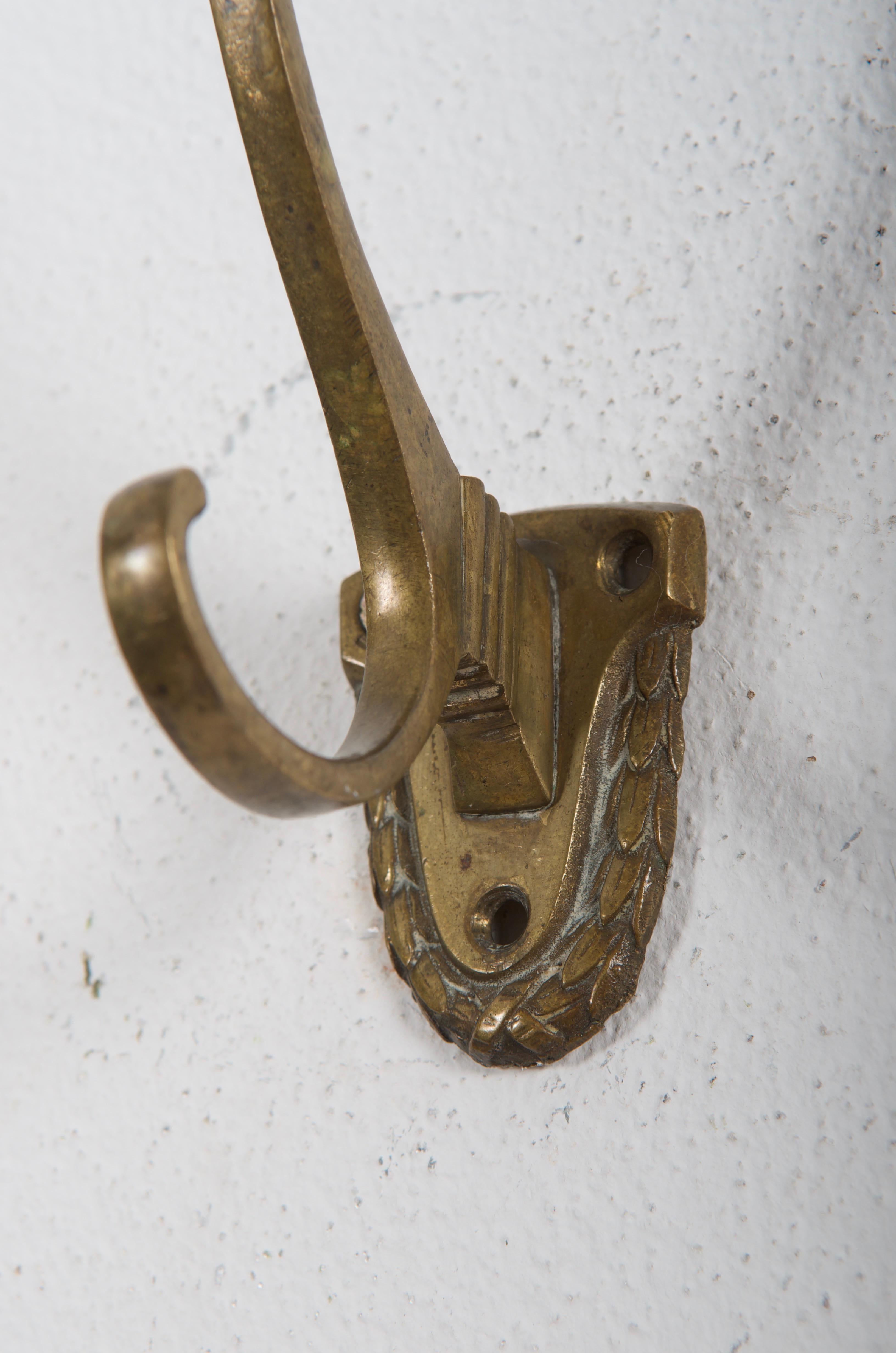 Early 20th Century Art Nouveau Brass Coat Hook For Sale