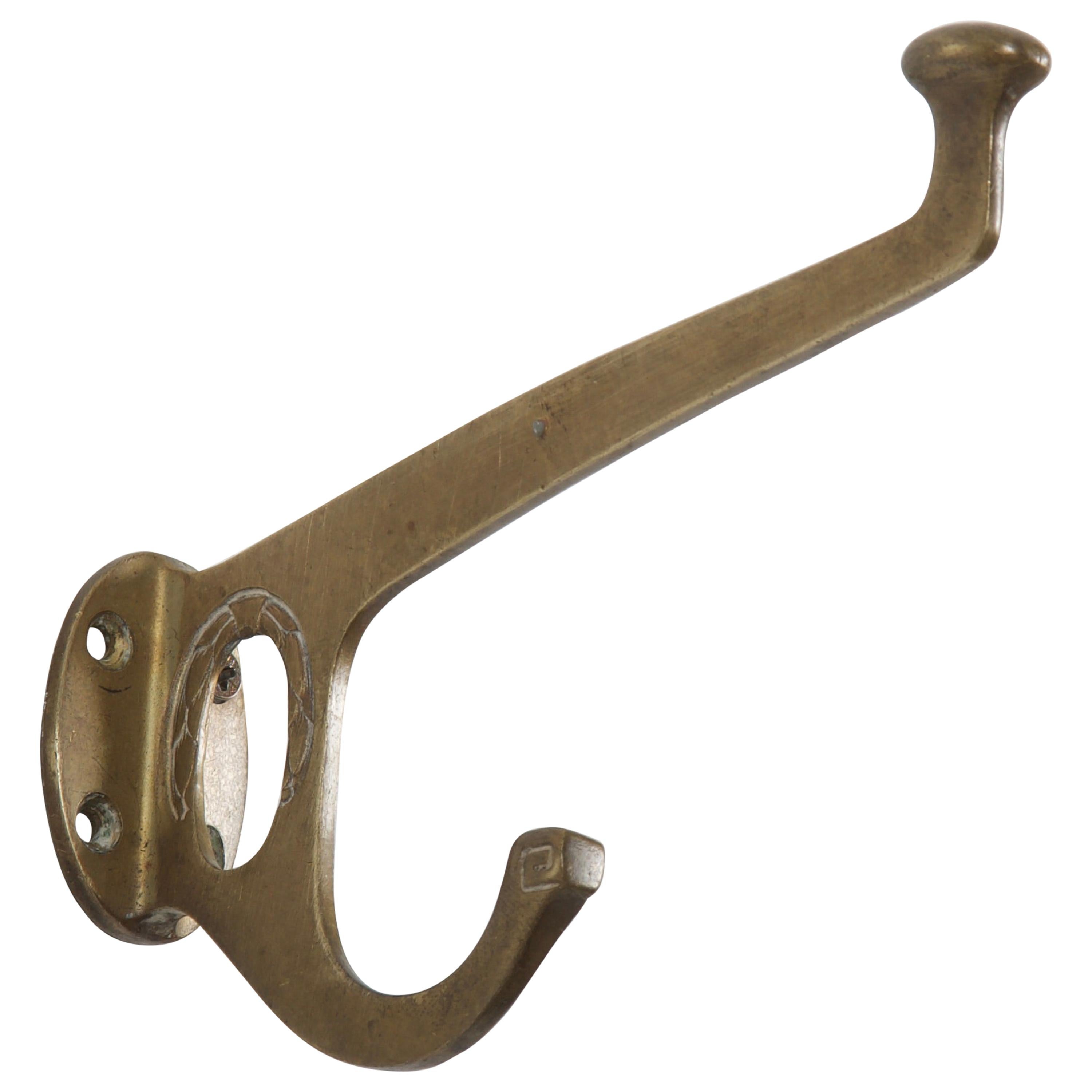 Art Nouveau Brass Coat Hook