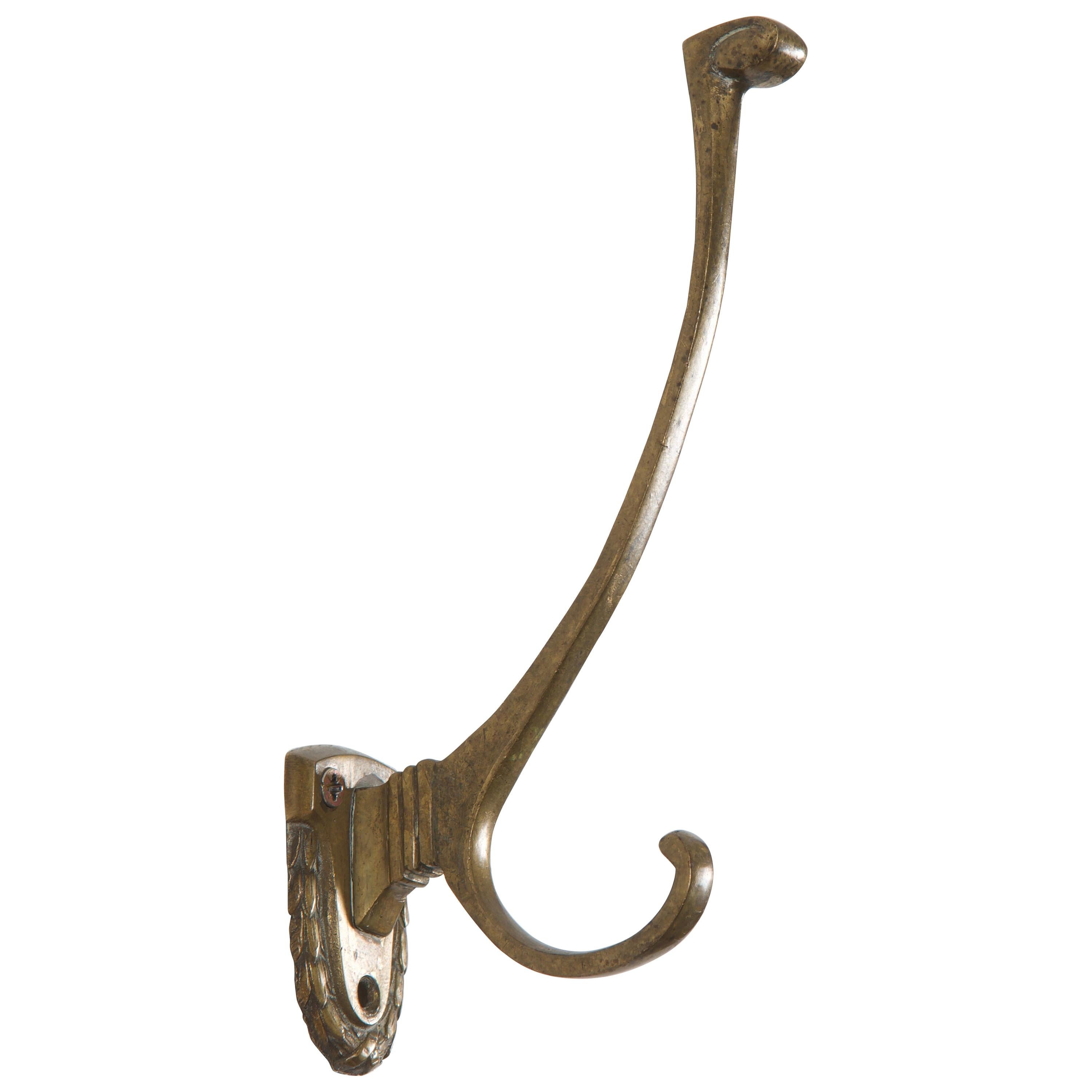 Art Nouveau Brass Coat Hook For Sale at 1stDibs