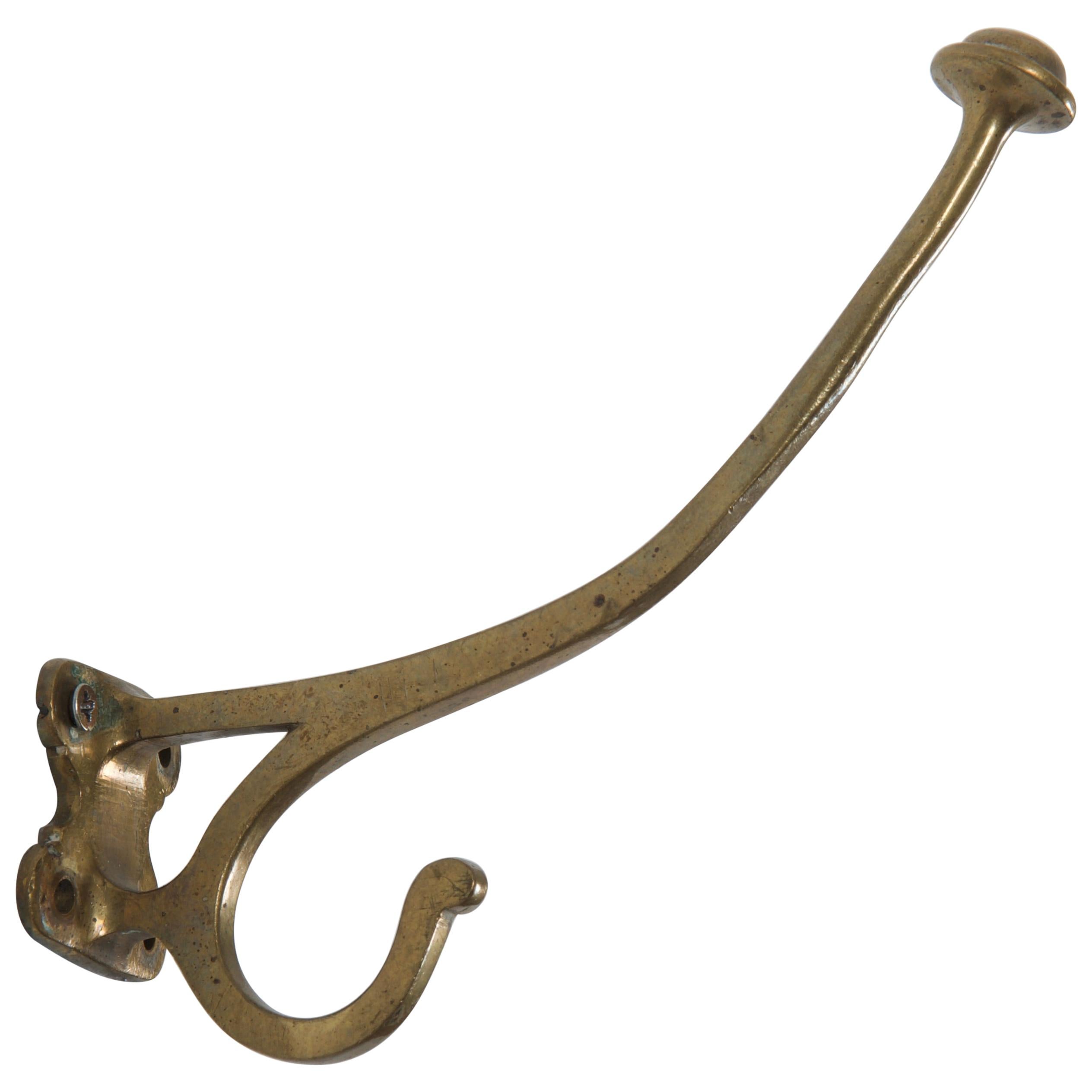 Art Nouveau Brass Coat Hook