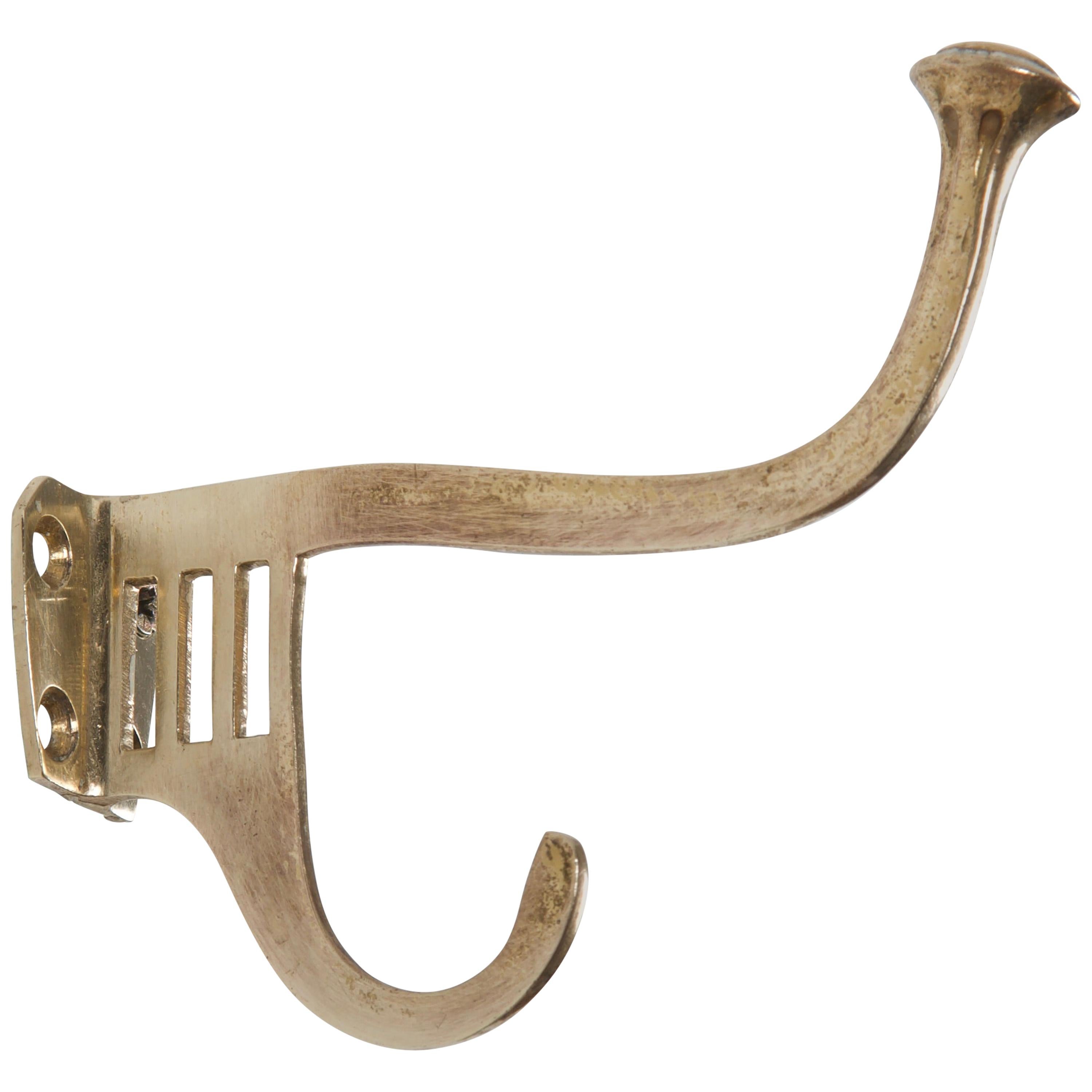 Art Nouveau Brass Coat Hook For Sale