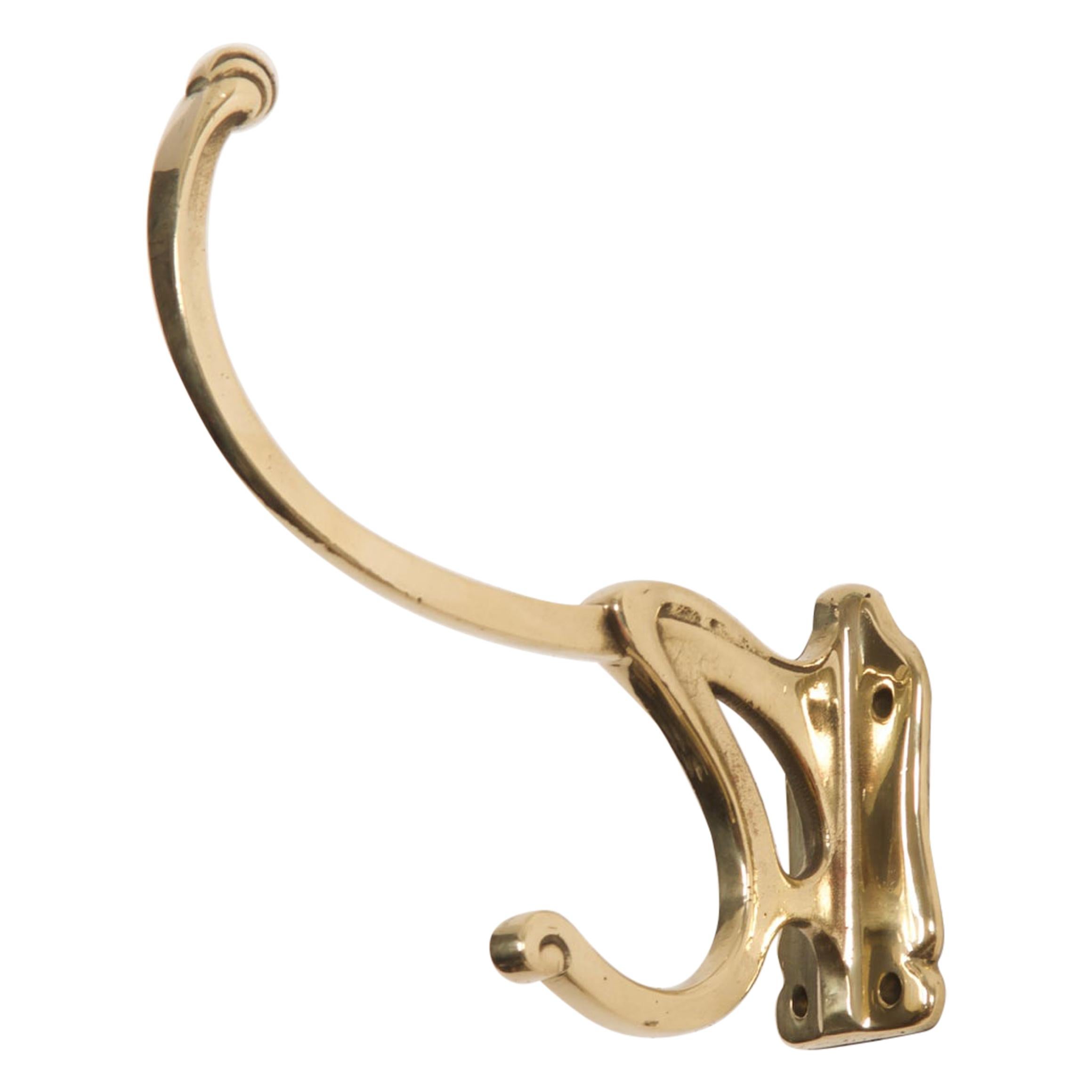 Art Nouveau Brass Coat Hook For Sale