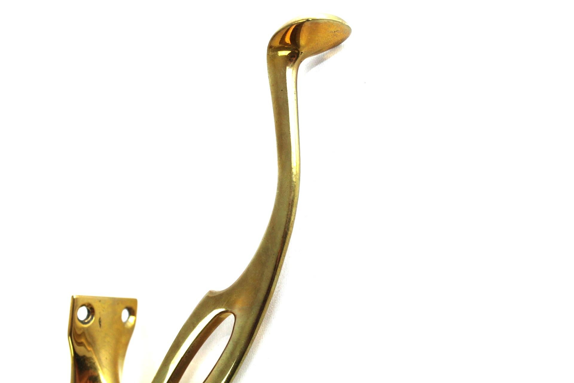 Art Nouveau Brass Coat Hooks, 1900s, Set of 5 For Sale 4