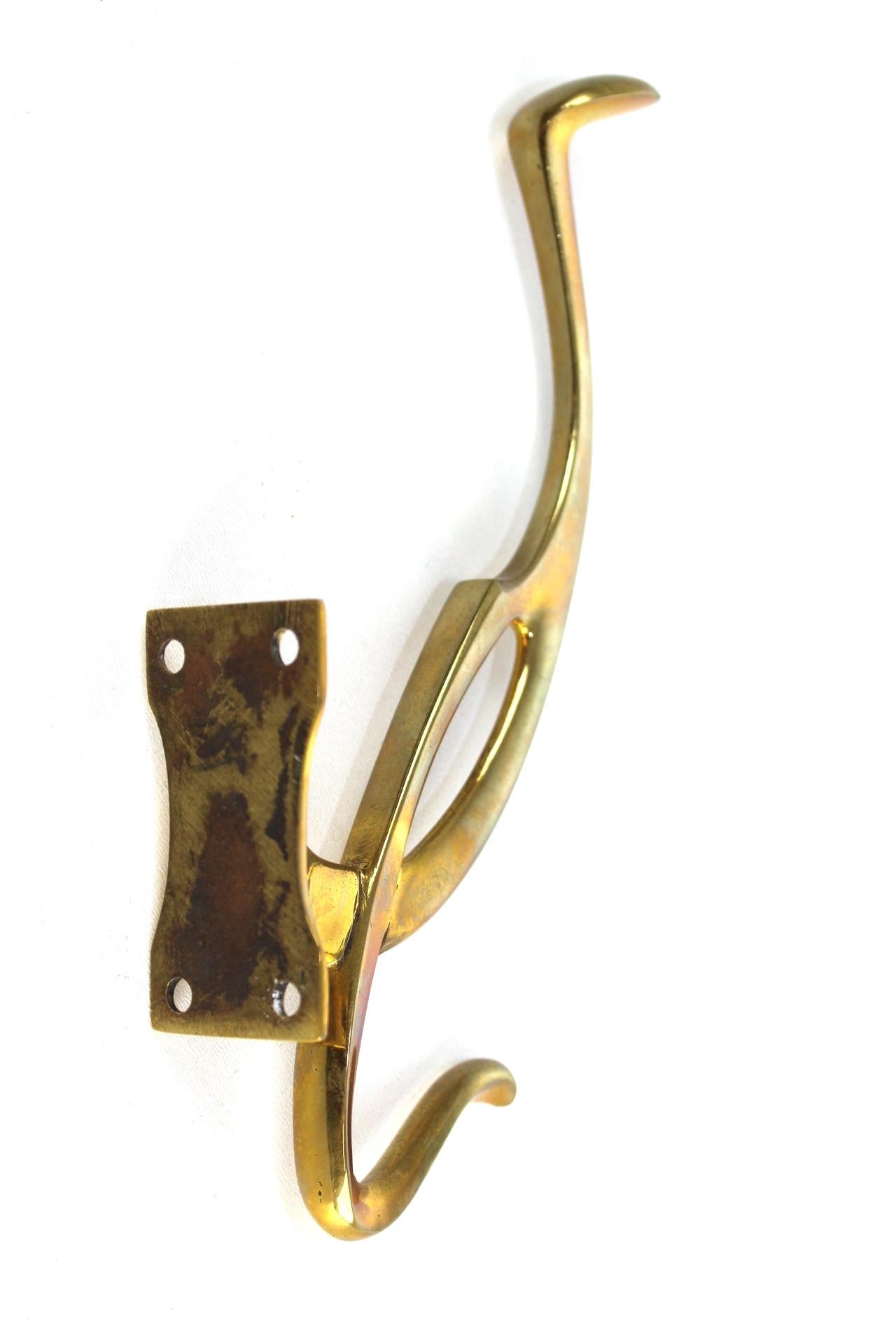 Art Nouveau Brass Coat Hooks, 1900s, Set of 5 For Sale 5