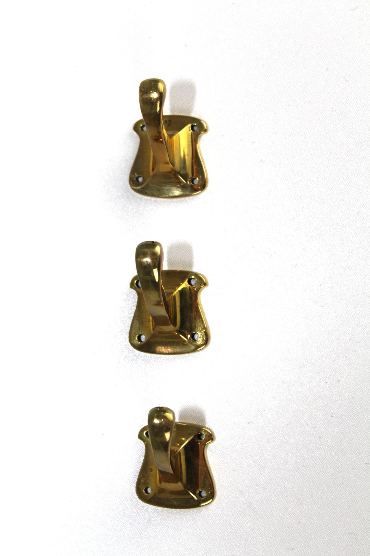Art Nouveau Brass Coat Hooks, 1900s, Set of 5 For Sale 7