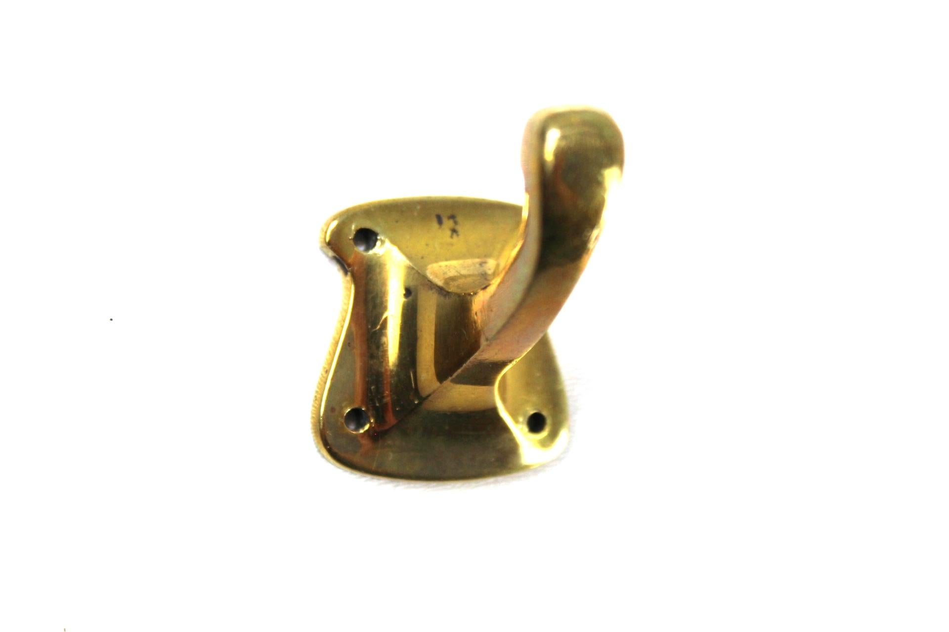 Art Nouveau Brass Coat Hooks, 1900s, Set of 5 For Sale 9