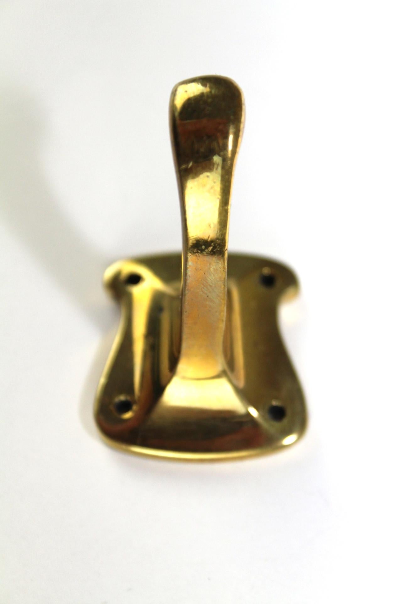 Art Nouveau Brass Coat Hooks, 1900s, Set of 5 For Sale 11