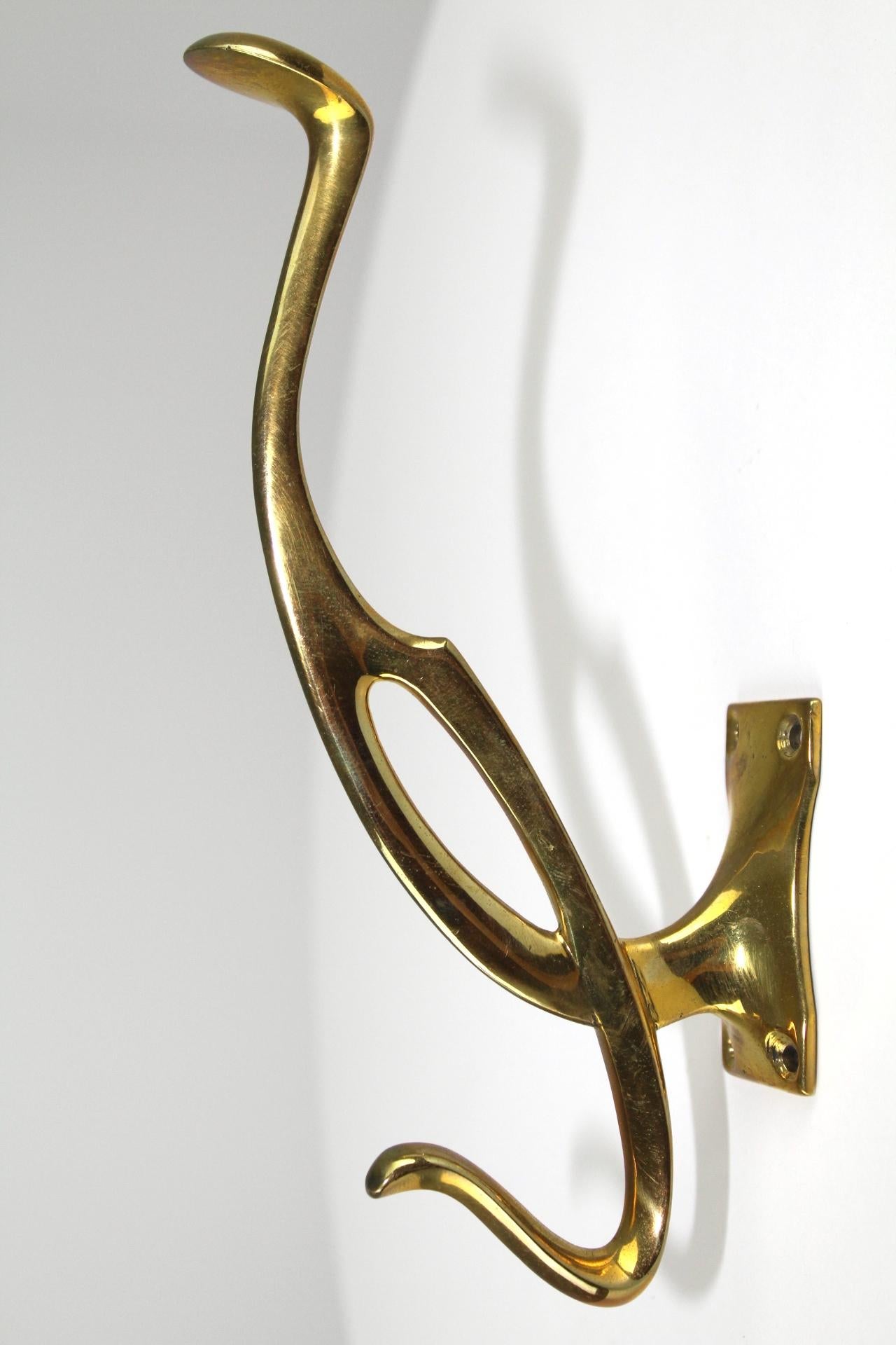 Art Nouveau Brass Coat Hooks, 1900s, Set of 5 For Sale 14