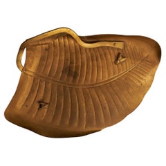 Art Nouveau Brass Crumb Tray in the Form of a Stylized Leaf, New York, ca. 1900
