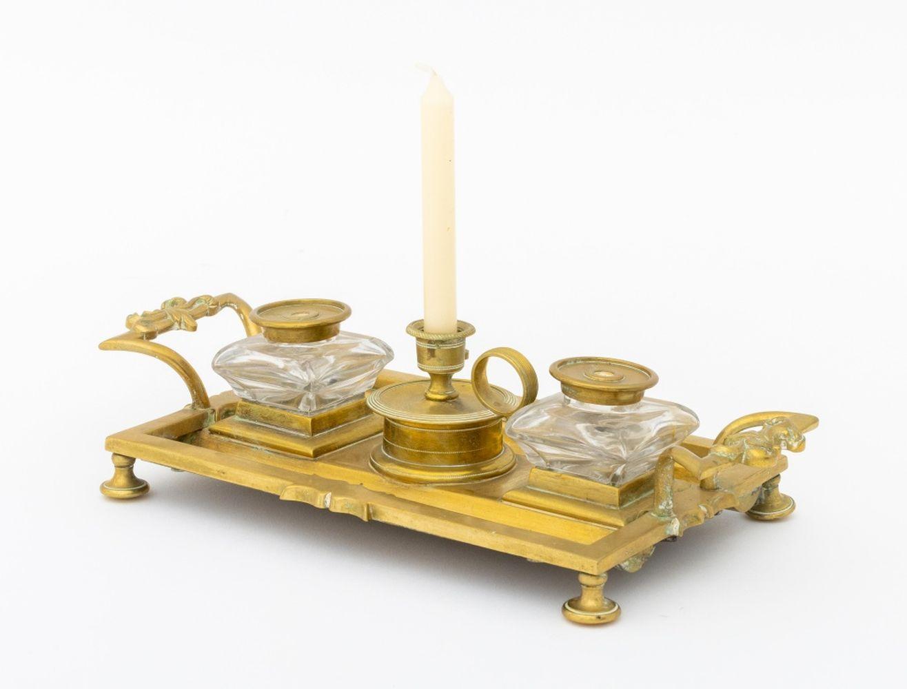 Accessori da scrivania in ottone Art Nouveau, 3 in vendita 5