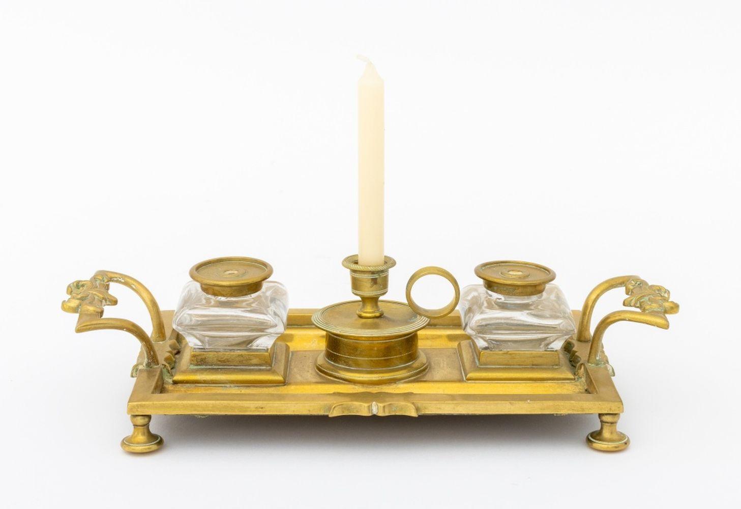 Accessori da scrivania in ottone Art Nouveau, 3 in vendita 4
