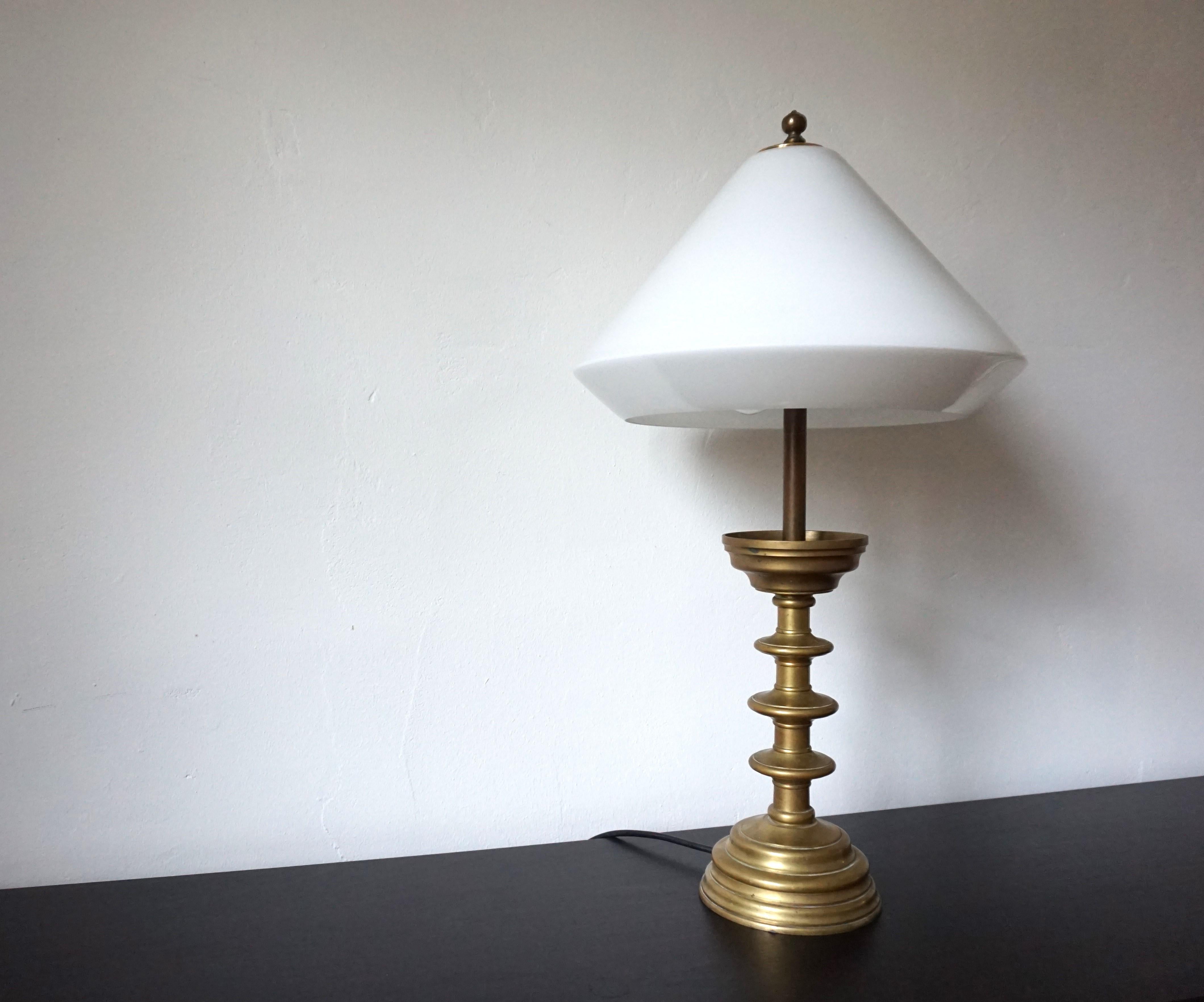 Lampe de table Empire Art Nouveau en laiton en vente 8