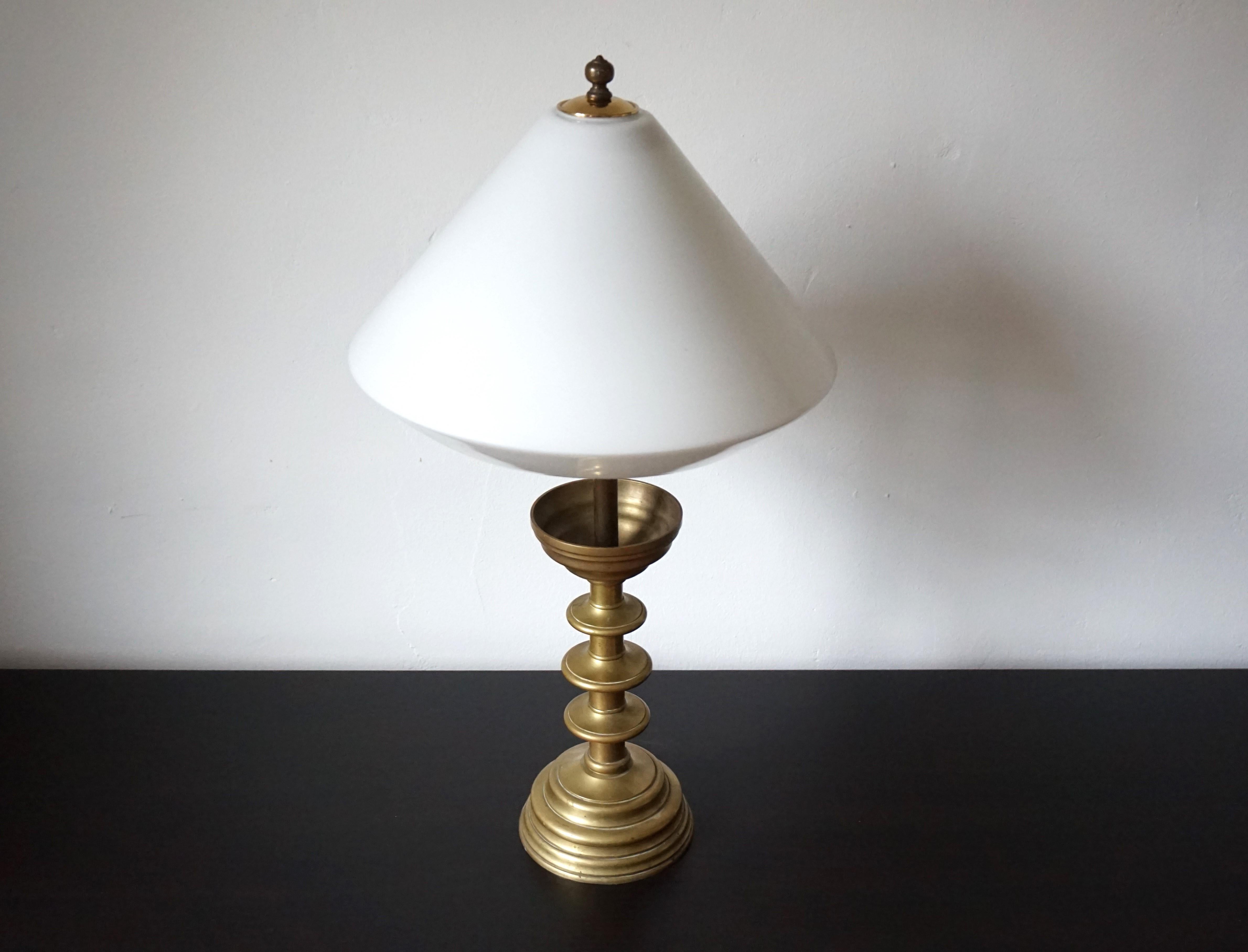 British Art Nouveau Brass Empire Table Lamp For Sale