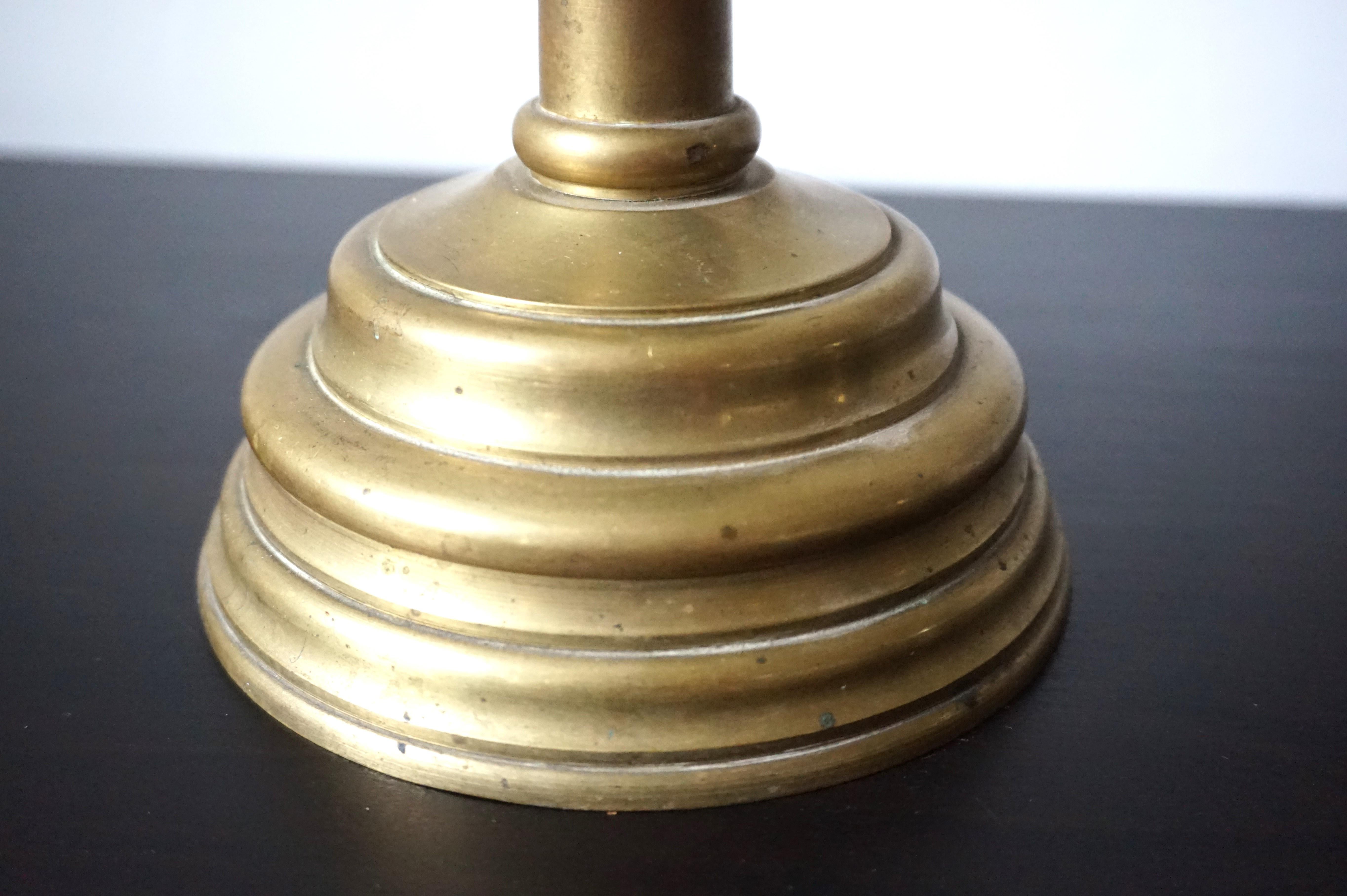 Early 20th Century Art Nouveau Brass Empire Table Lamp For Sale