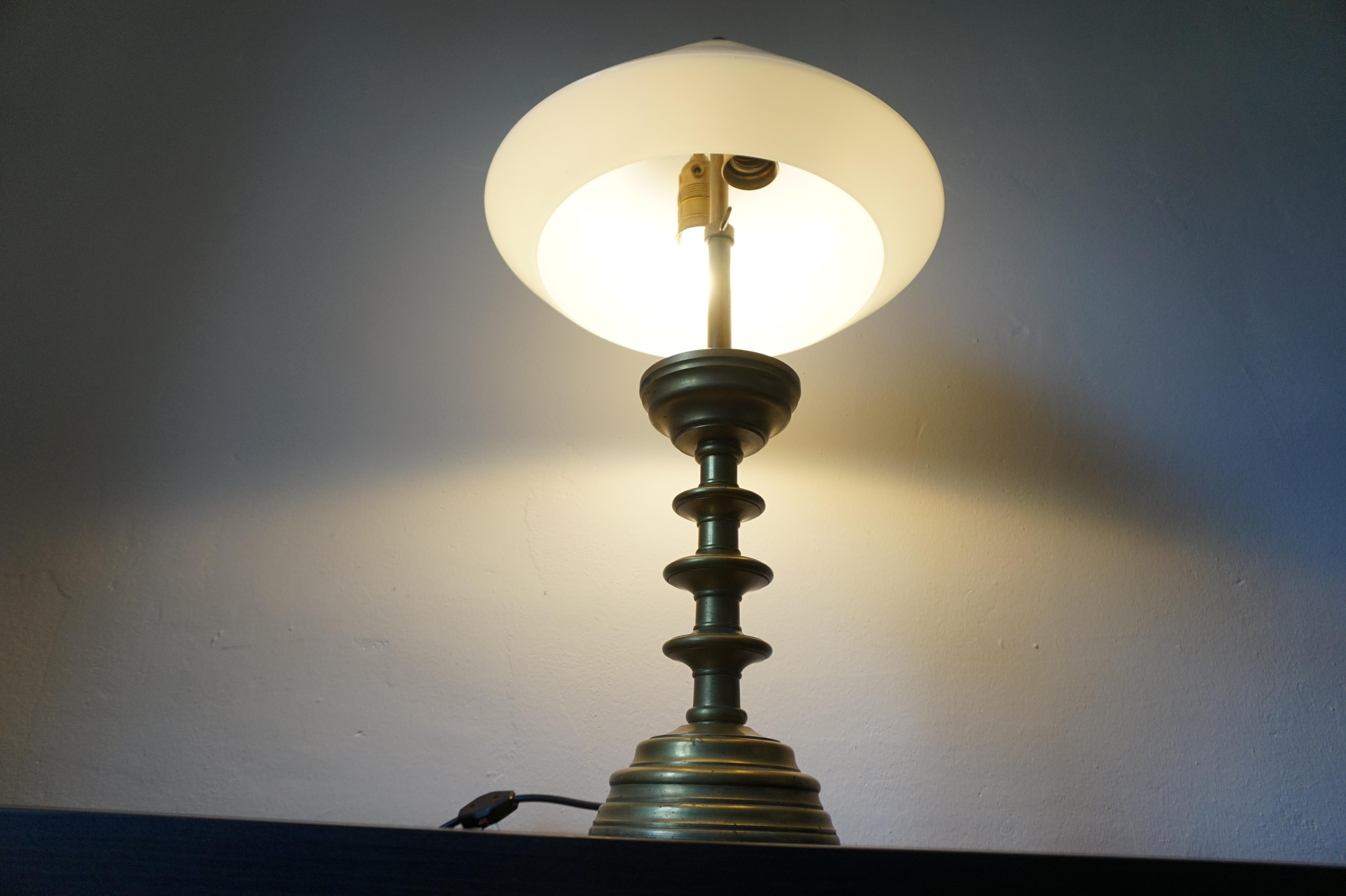 Art Nouveau Brass Empire Table Lamp For Sale 3