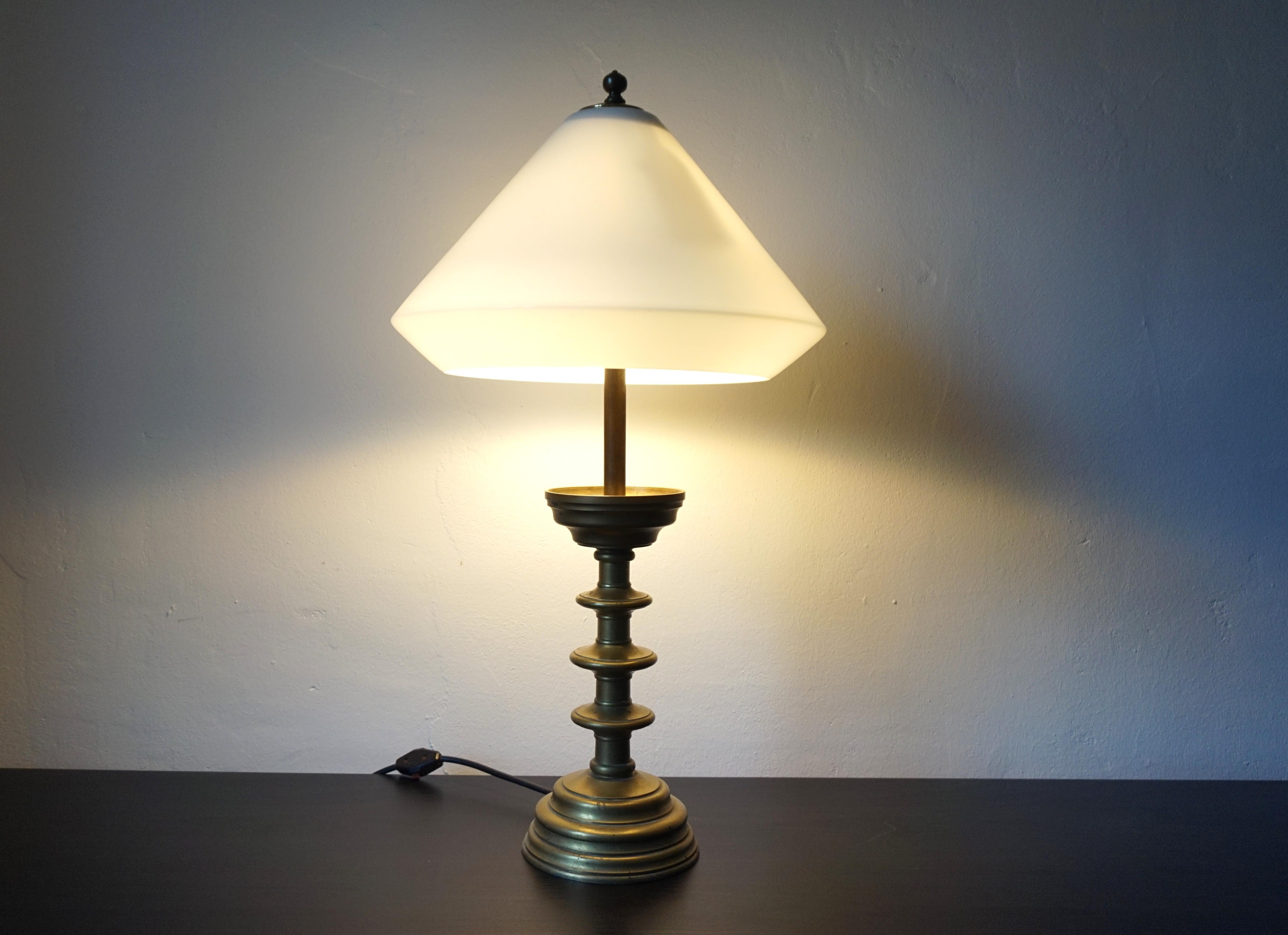 Art Nouveau Brass Empire Table Lamp For Sale 4