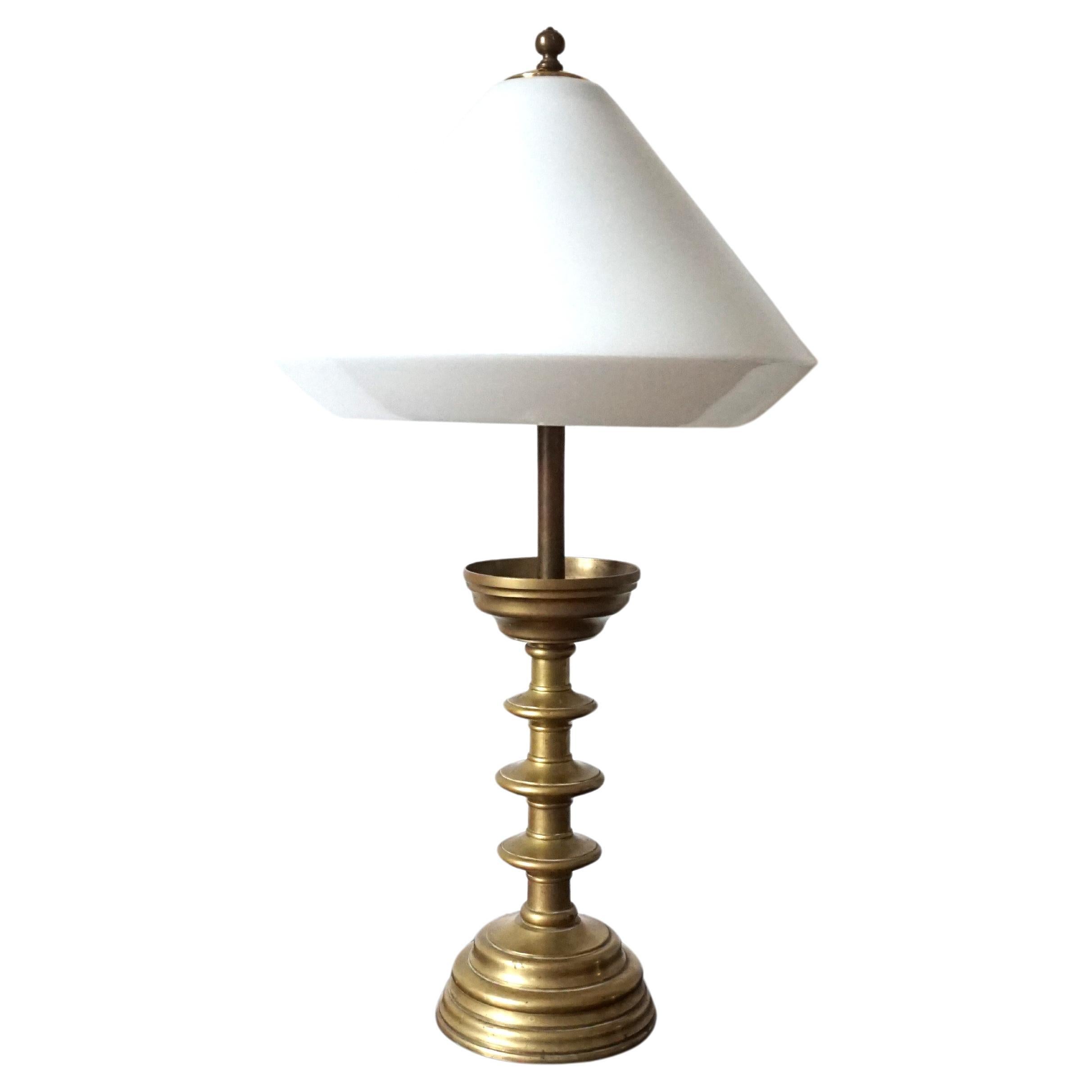 Lampe de table Empire Art Nouveau en laiton en vente