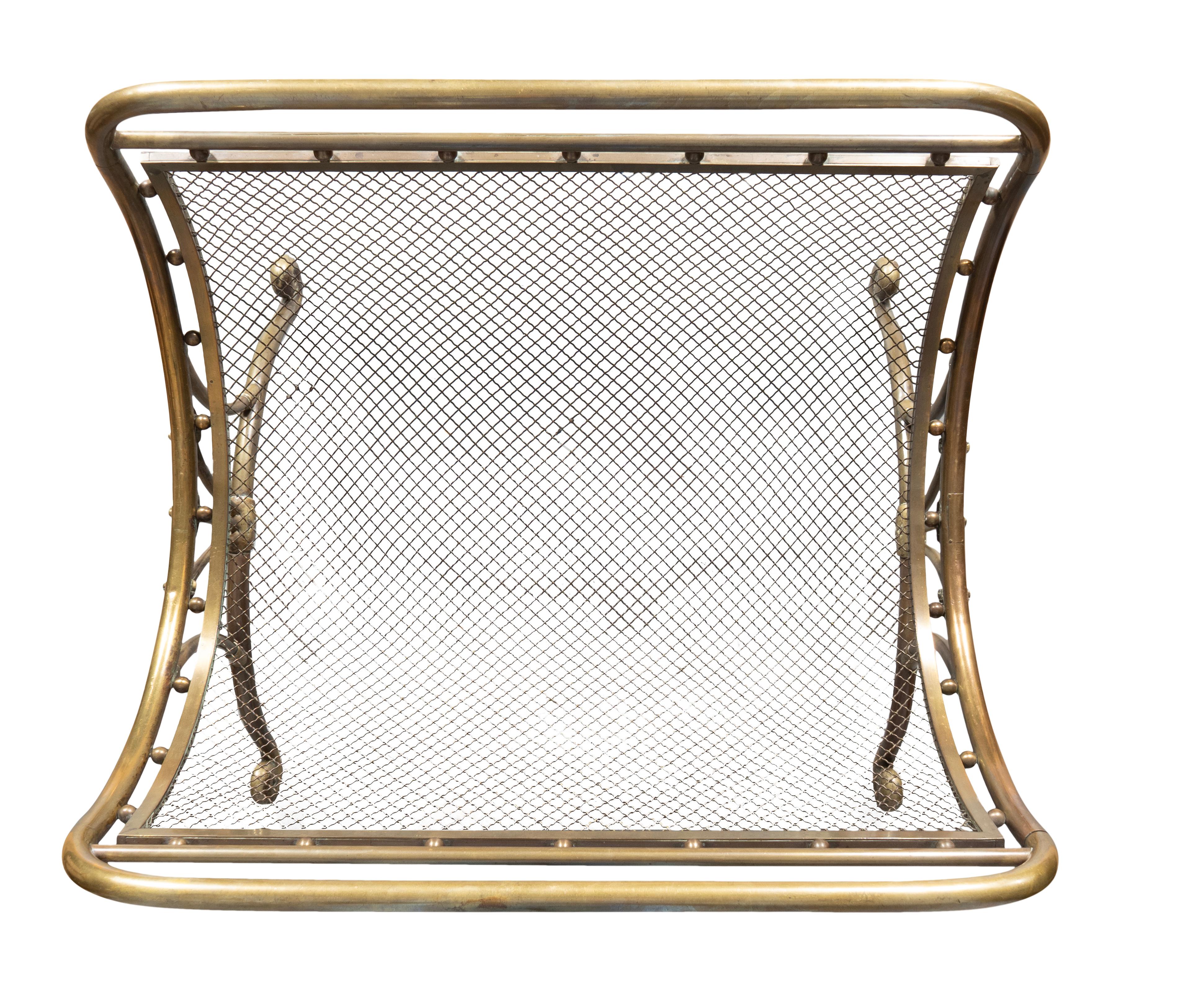 Laiton Porte-bûches de cheminée en laiton Art Nouveau en vente