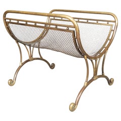 Porte-bûches de cheminée en laiton Art Nouveau