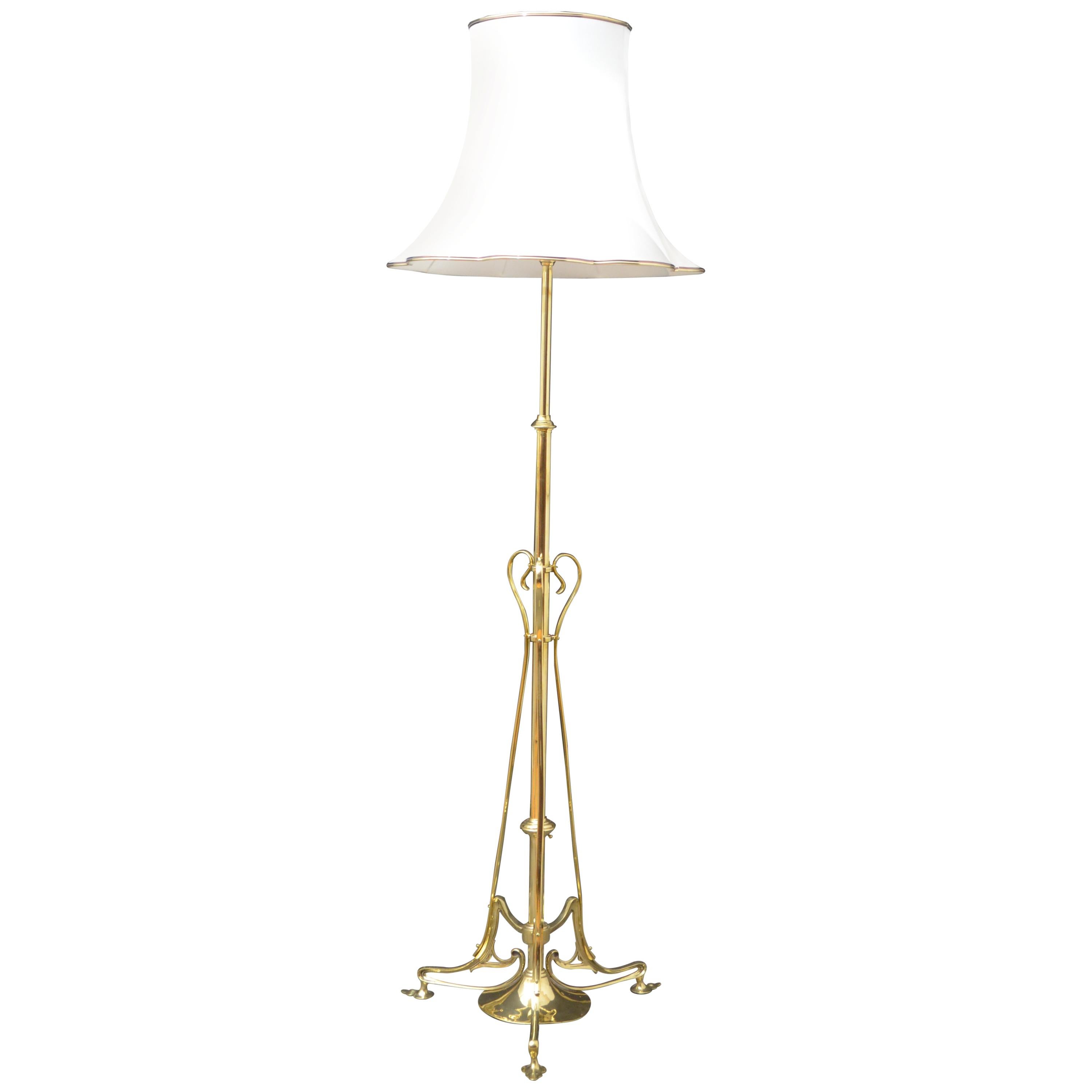 Art Nouveau Brass Floor Lamp
