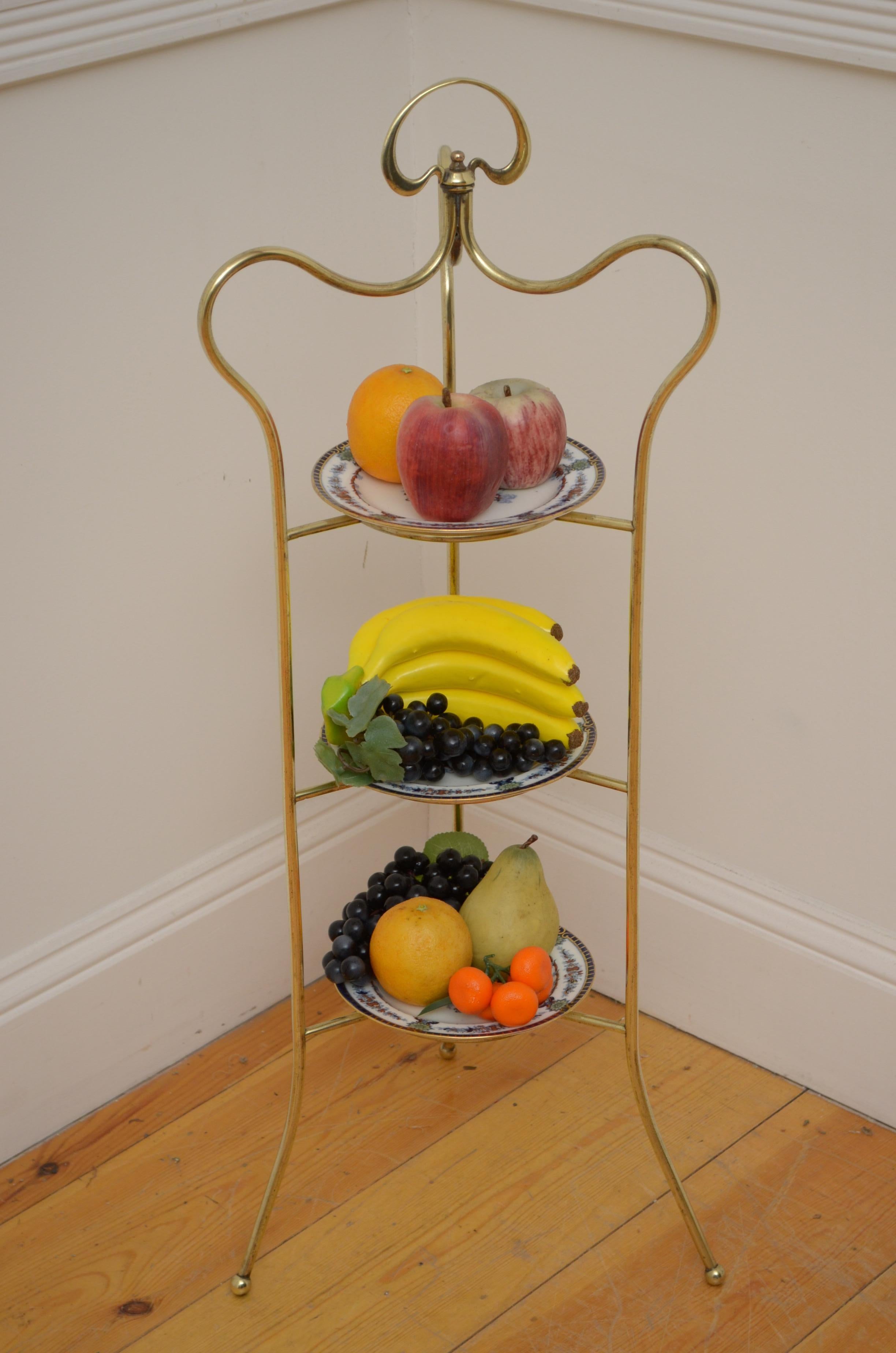 European Art Nouveau Brass Fruit or Cake Stand