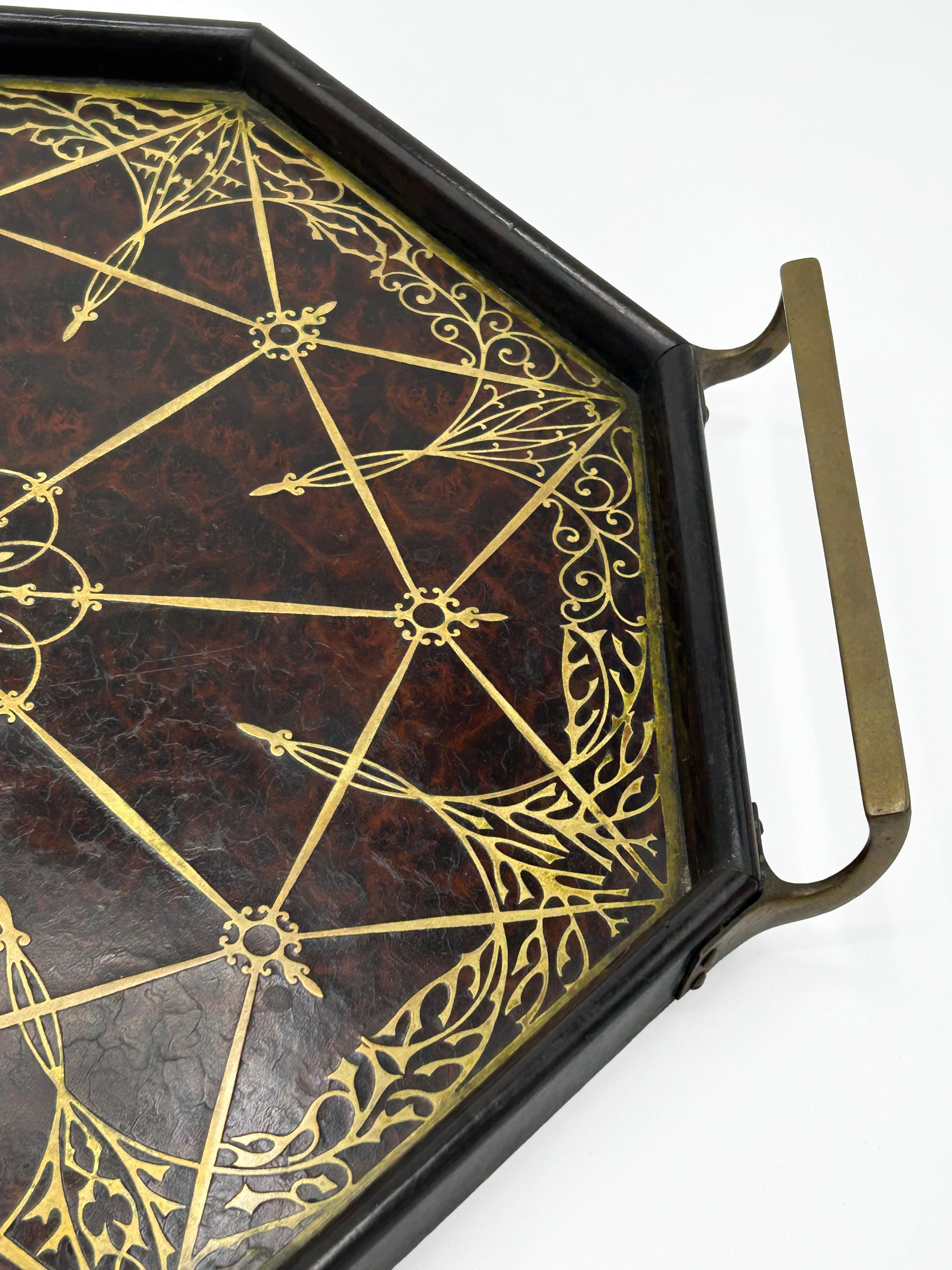 Art Nouveau brass inlaid tray by Erhard & Sohne In Good Condition For Sale In Autonomous City Buenos Aires, CABA