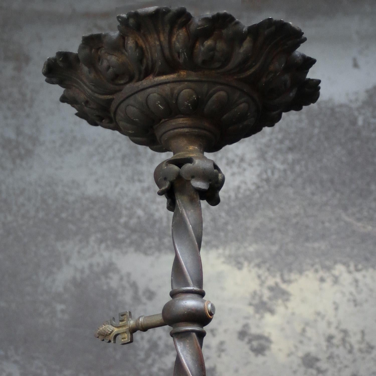 Early 20th Century Art Nouveau Brass & Iron, Clear Cut Glass Flush Mount For Sale